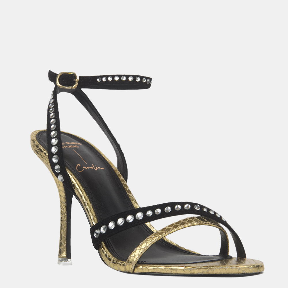 

Black Suede Studio x Caroline Stanbury Gold Metallic Leather Leila Sandals Size
