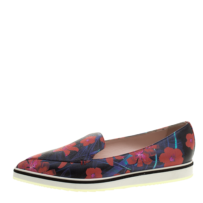 

Nicholas Kirkwood Floral Print Leather Alona Pointed Toe Loafers Size, Multicolor