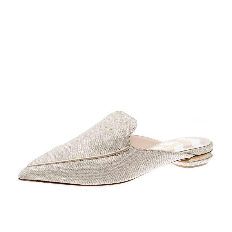Nicholas Kirkwood Beige Raffia Beya Pointed Toe Flats Size 41
