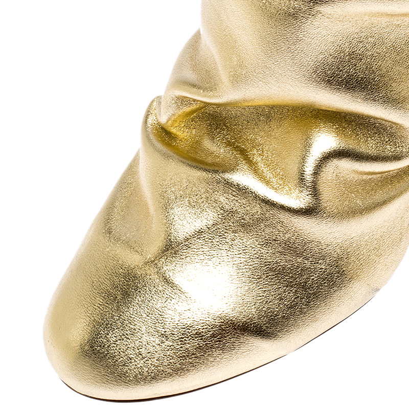 Nicholas Kirkwood Metallic Gold Foil Leather D'arcy Ruched Ankle