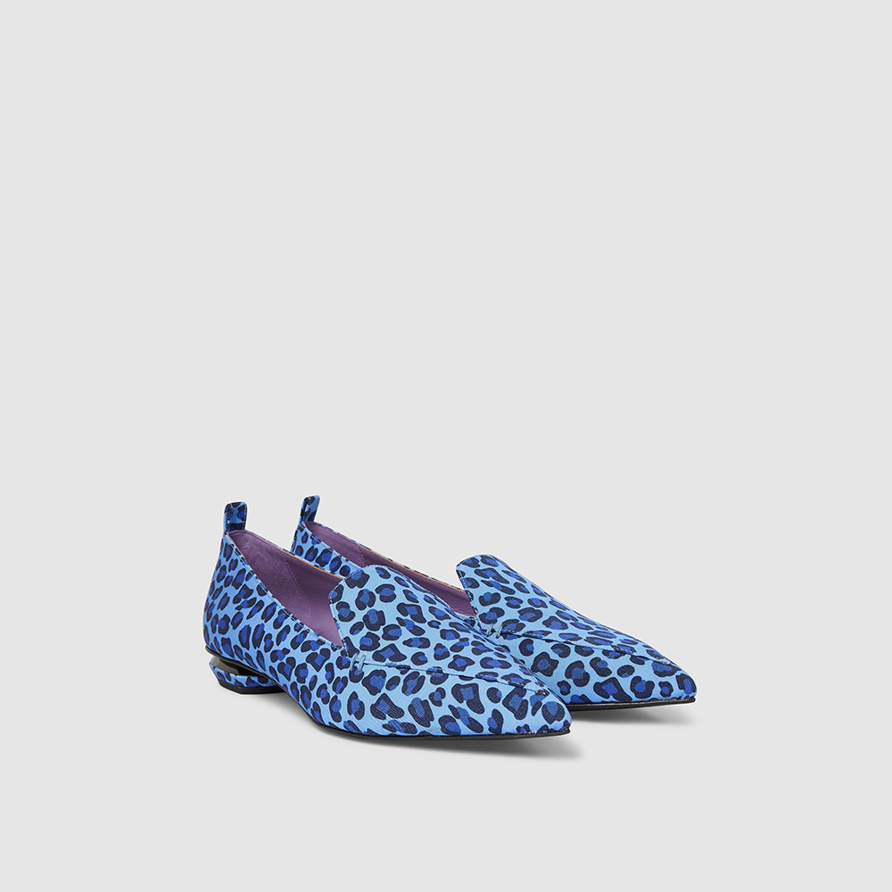 

Nicholas Kirkwood Blue Beya Leopard Print Leather Loafers Size IT