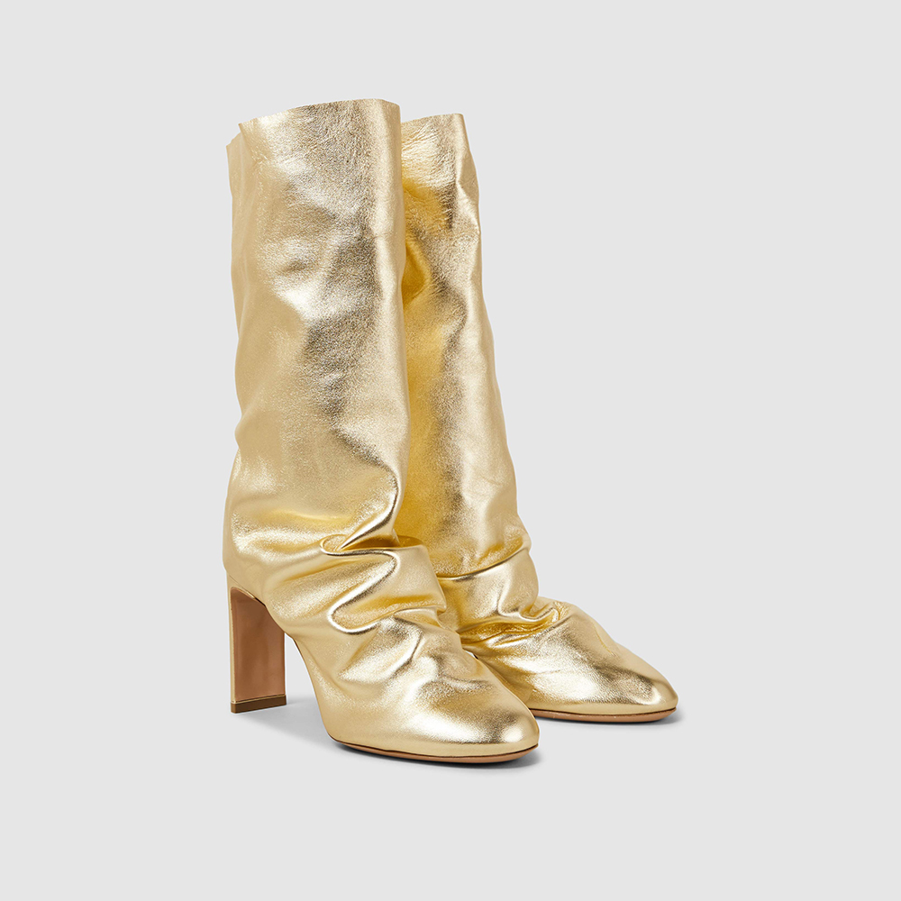 

Nicholas Kirkwood Gold D'Arcy Metallic Mid-Calf Leather Boots Size IT