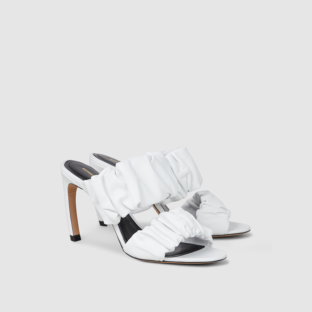 

Nicholas Kirkwood White Courtney Ruched Leather Mules Size IT