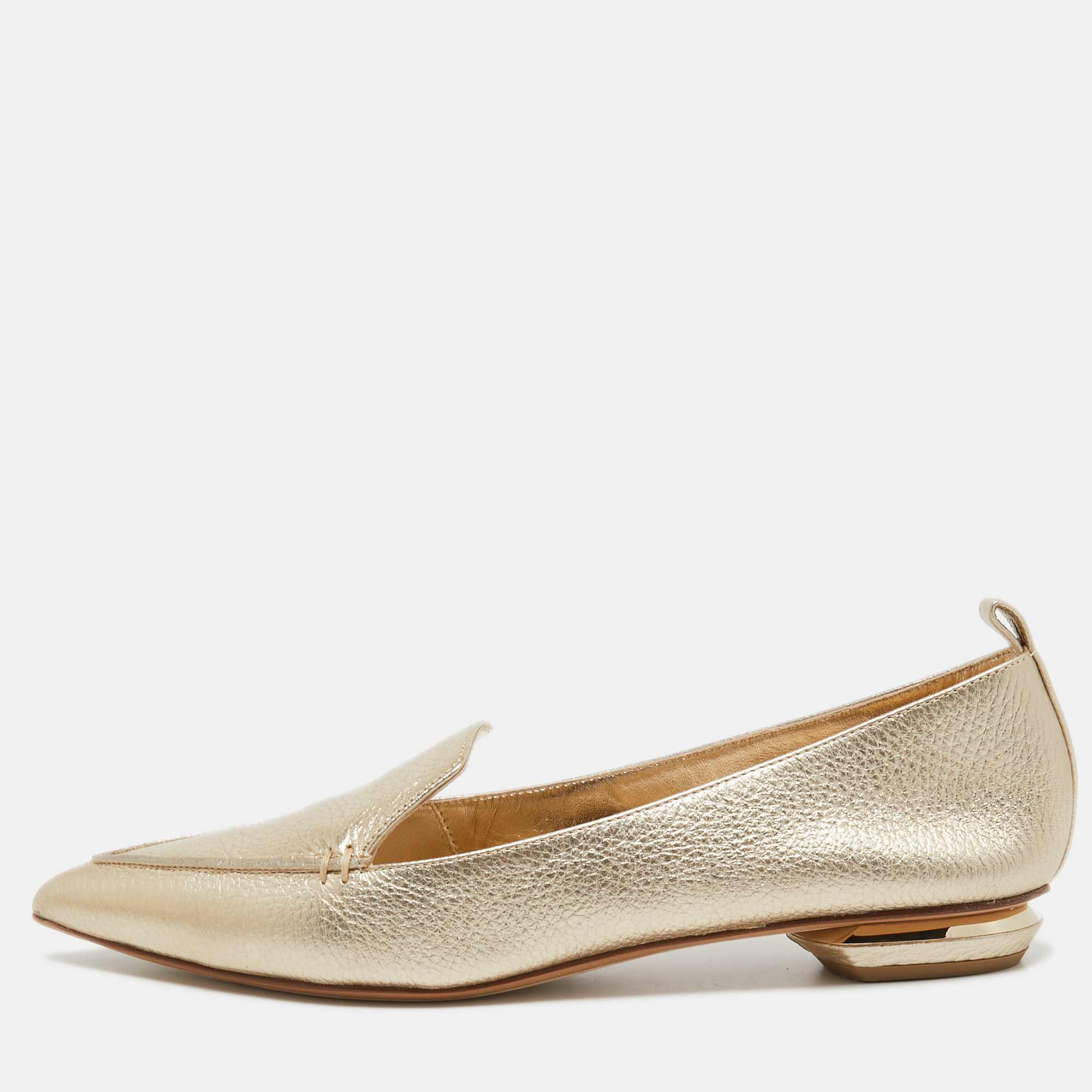Nicholas Kirkwood Metallic Leather Beya Loafers Size 41 