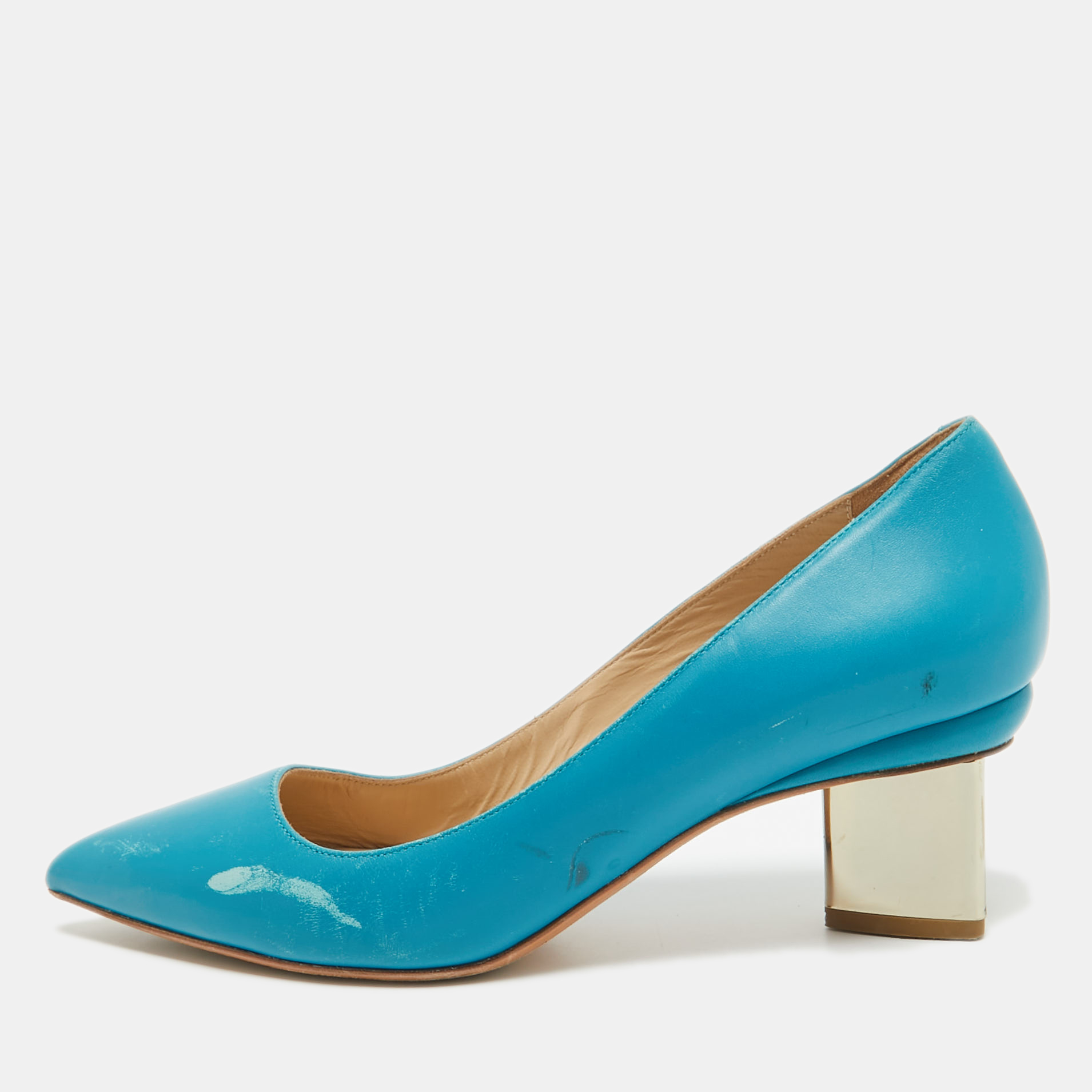 

Nicholas Kirkwood Blue Leather Pointed Pumps Size