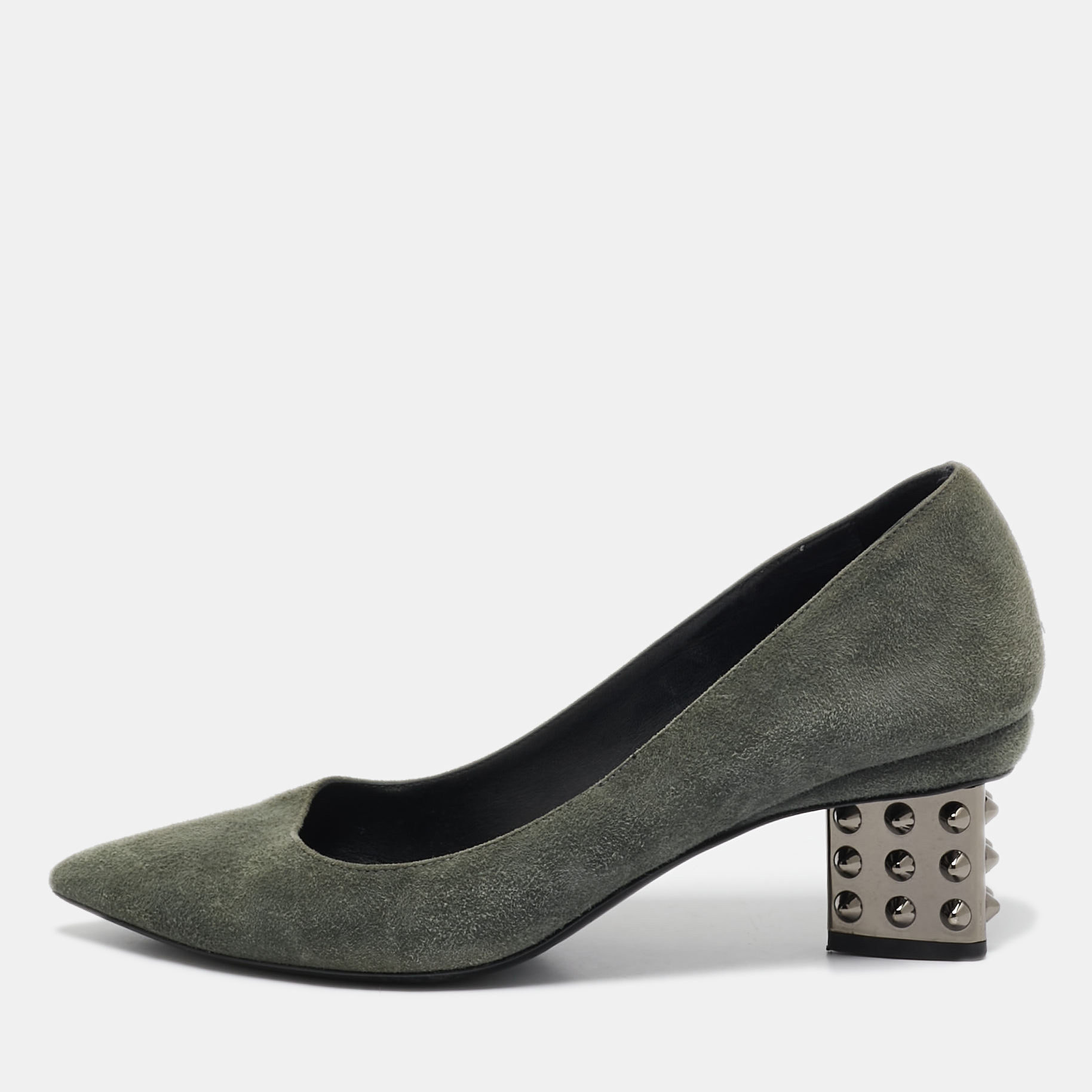 

Nicholas Kirkwood Green Suede Studded Pumps Size