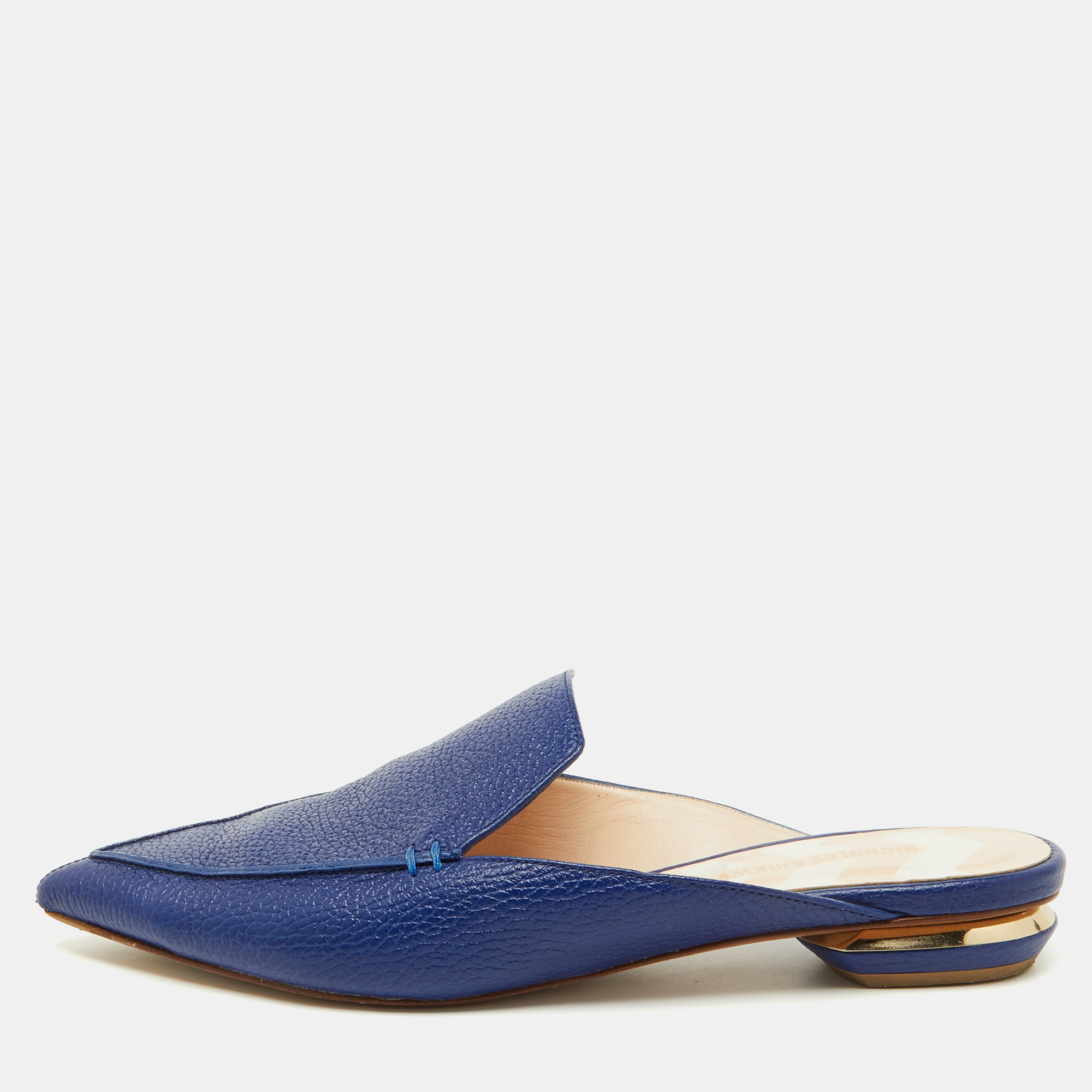 

Nicholas Kirkwood Blue Leather Beya Pointed Toe Mules Size