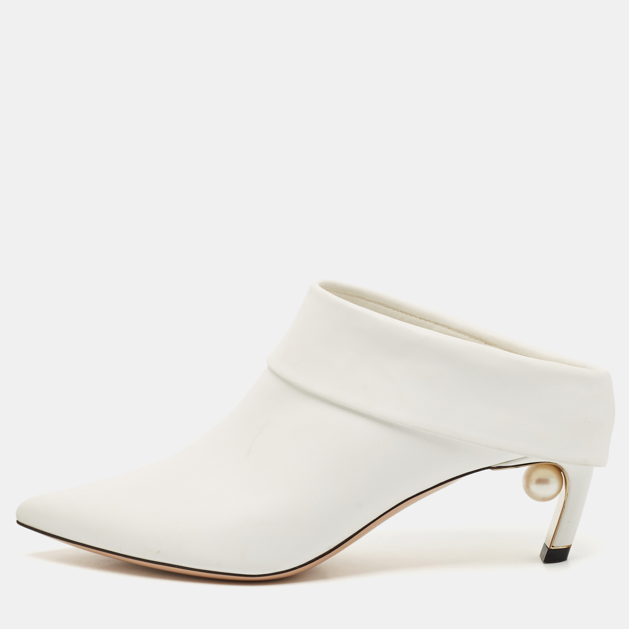 

Nicholas Kirkwood White Leather Pointed Toe Mules Size 37