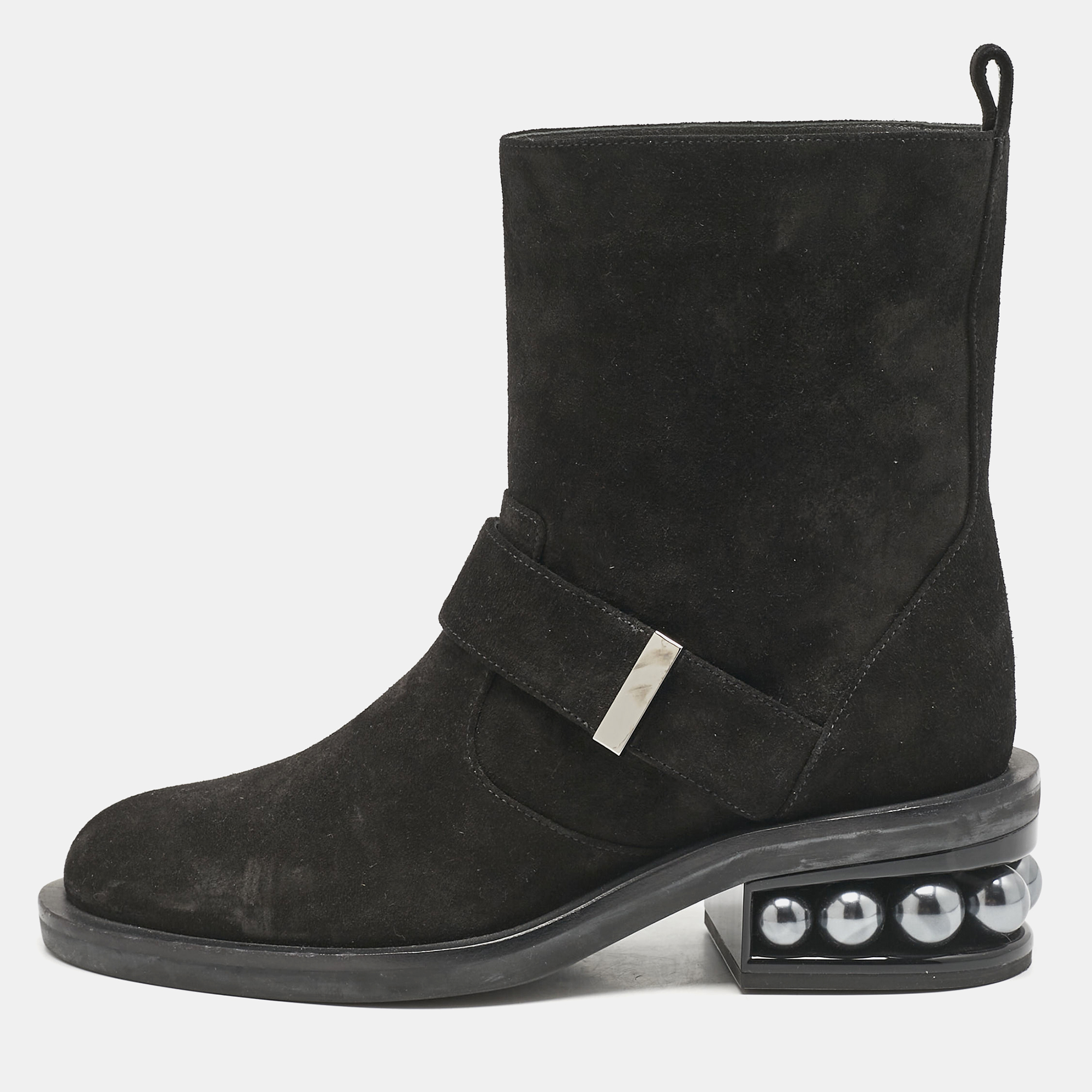 

Nicholas Kirkwood Black Suede Casati Pearl Ankle Length Boots Size