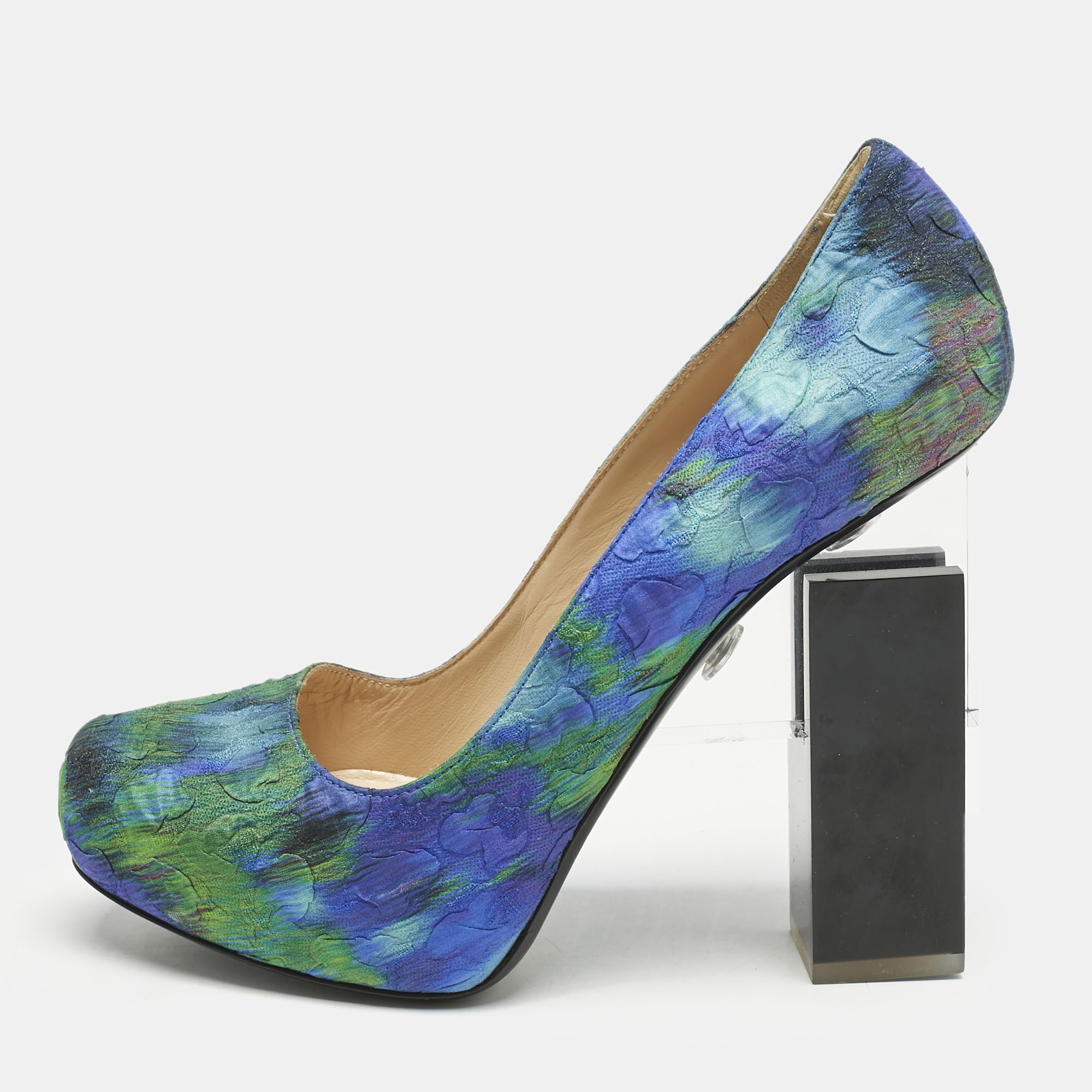 

Nicholas Kirkwood Multicolor Textile Block Heel Pumps Size