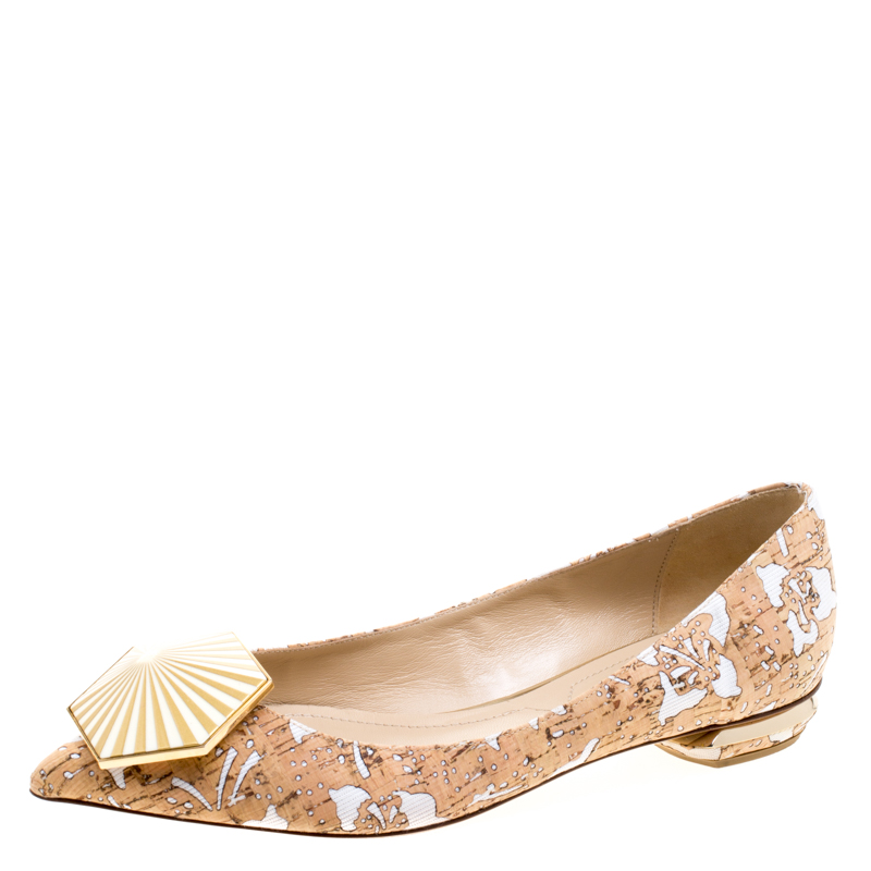 Nicholas Kirkwood Cork And Faille Eden Pointed Toe Flats Size 39