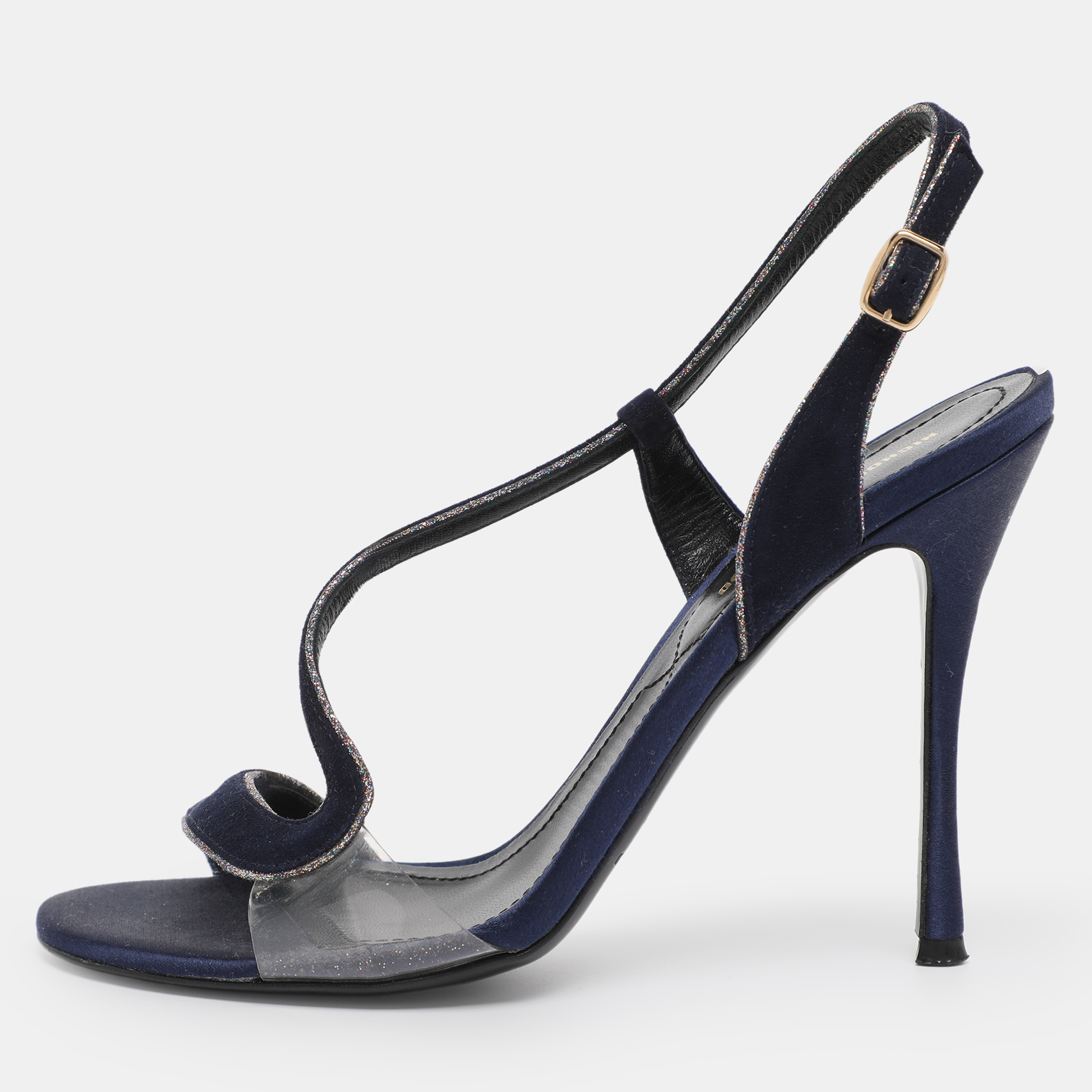 

Nicholas Kirkwood Navy Blue Suede Slingback Sandals Size 36
