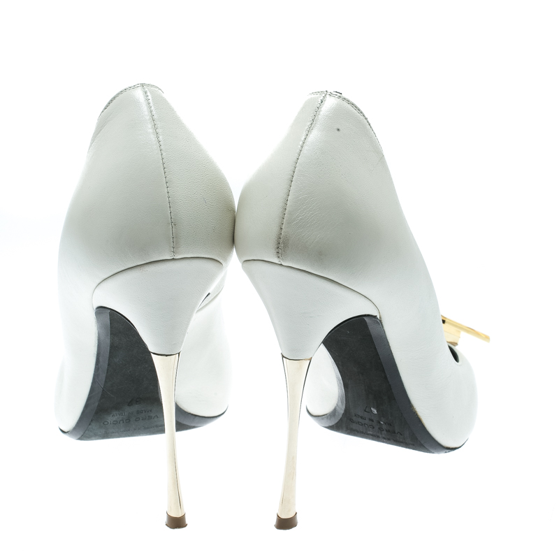 Nicholas Kirkwood White Leather Hexagon Pointed Toe Pumps Size 37.5  Nicholas Kirkwood | The Luxury Closet