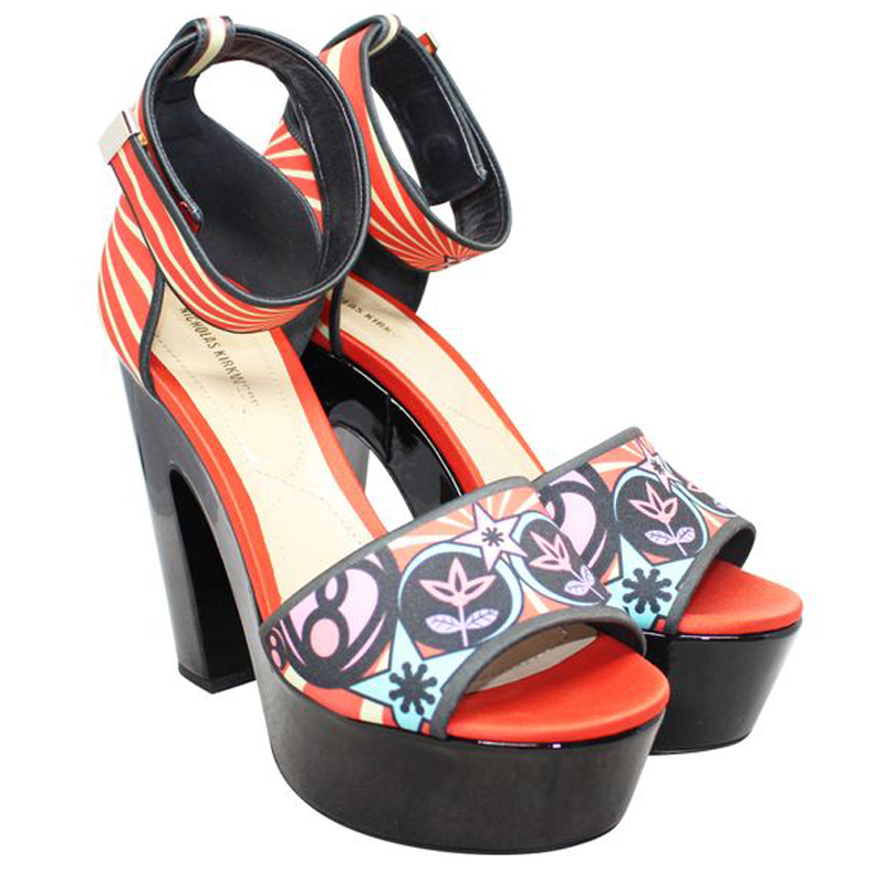 

Nicholas Kirkwood Multicolor Pop Art Canvas Heel Sandals Size