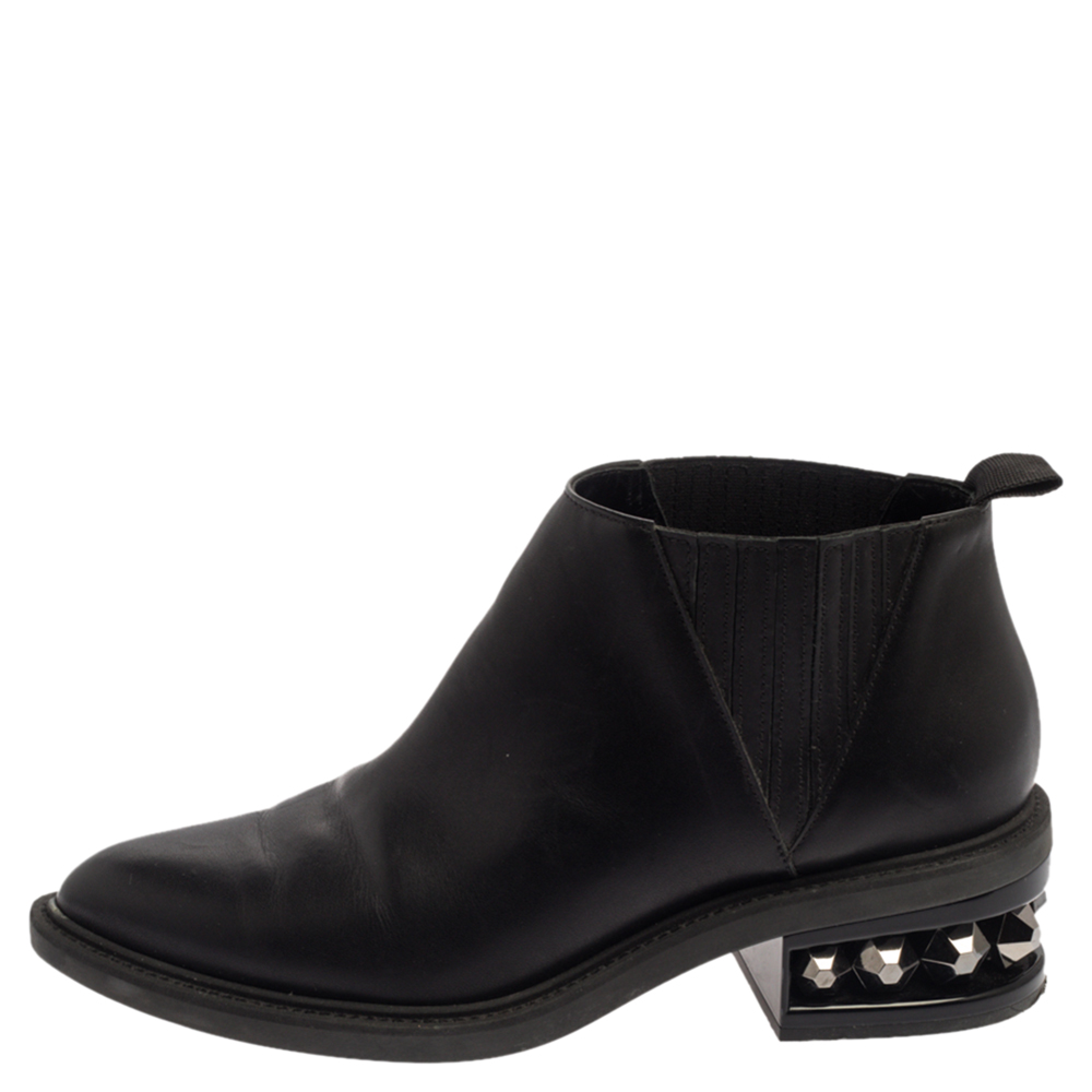 

Nicholas Kirkwood Black leather Suzi Studded Ankle Boots Size