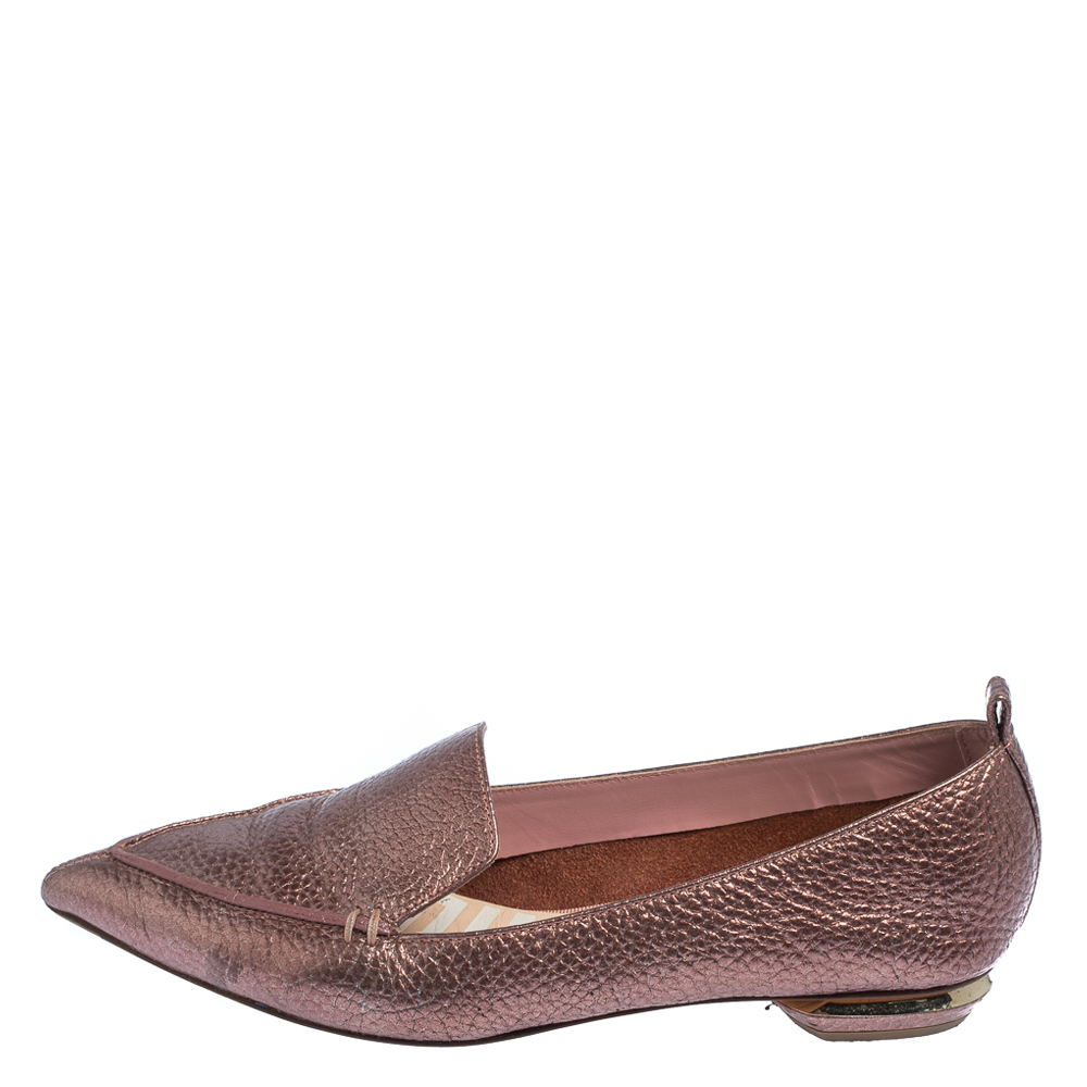 

Nicholas Kirkwood Metallic Leather Beya PointedToe Loafers Size