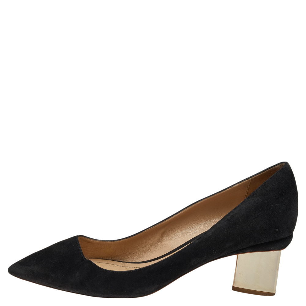 

Nicholas Kirkwood Black Suede Prism Block Heel Pumps Size