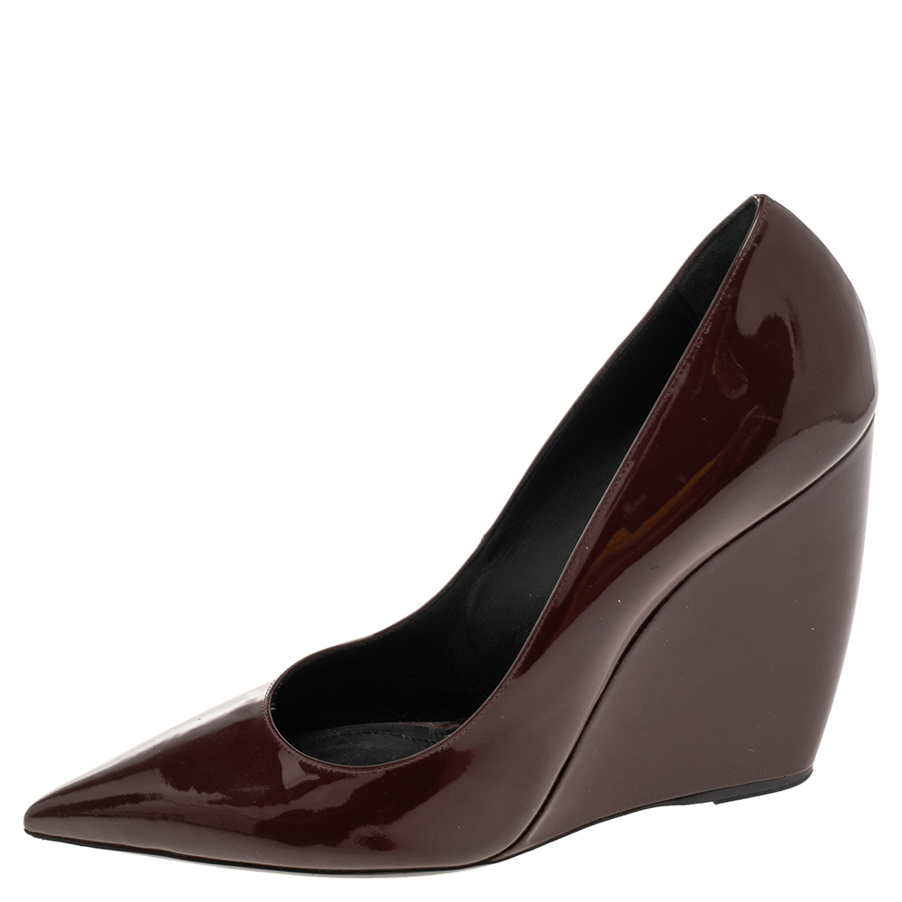 

Nicholas Kirkwood Burgundy Patent Leather Wedge Pointed Toe Pumps Size