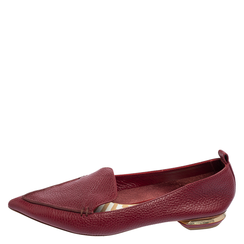 

Nicholas Kirkwood Burgundy Leather Beya Pointed Toe Flats Size