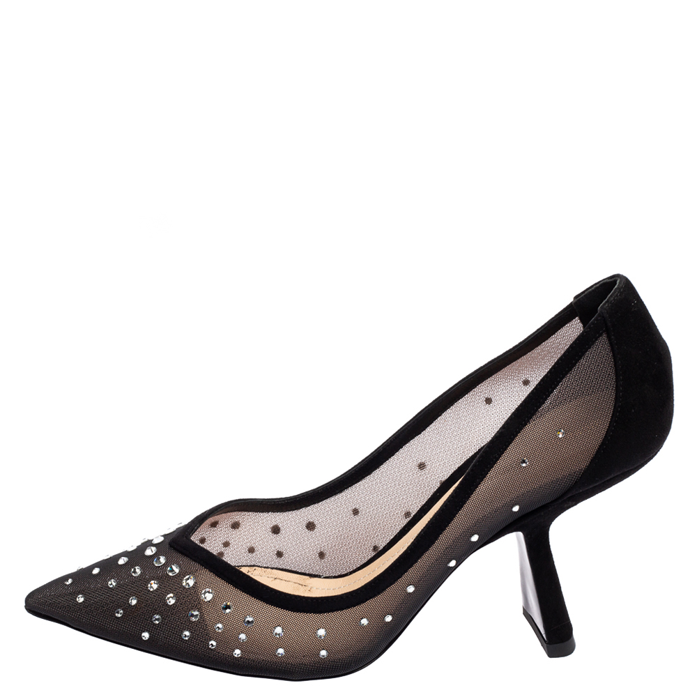 

Nicholas Kirkwood Black Mesh And Suede Crystals Lexi Pumps Size