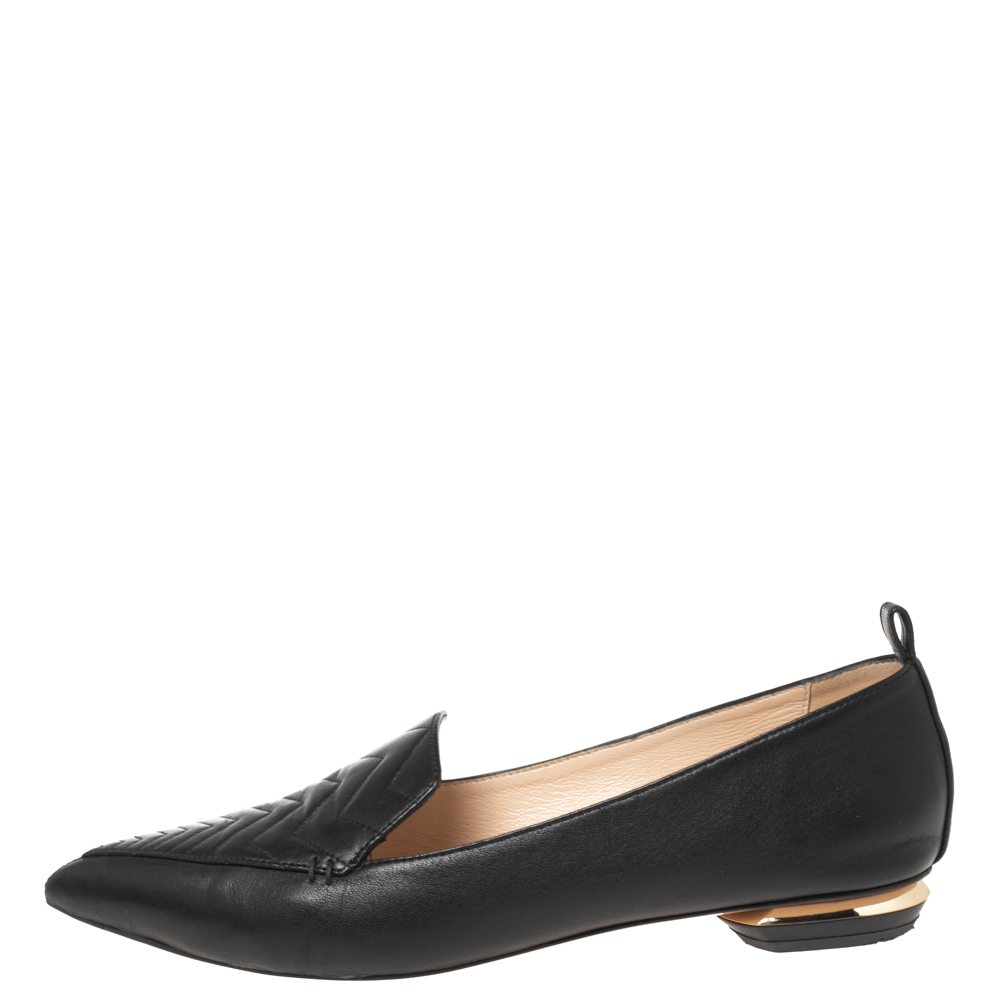 

Nicholas Kirkwood Black Leather Beya Ballet Flats Size