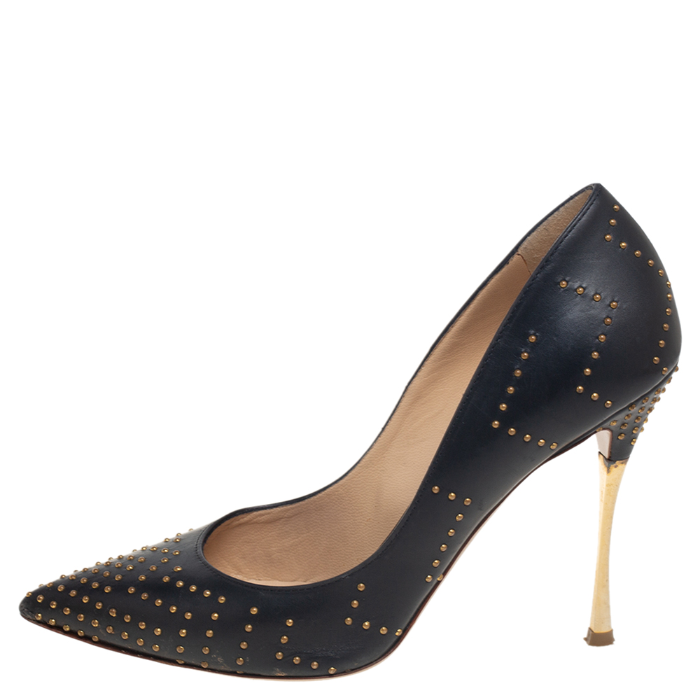 

Nicholas Kirkwood Black Leather Embellished Pointed Toe Pumps Size