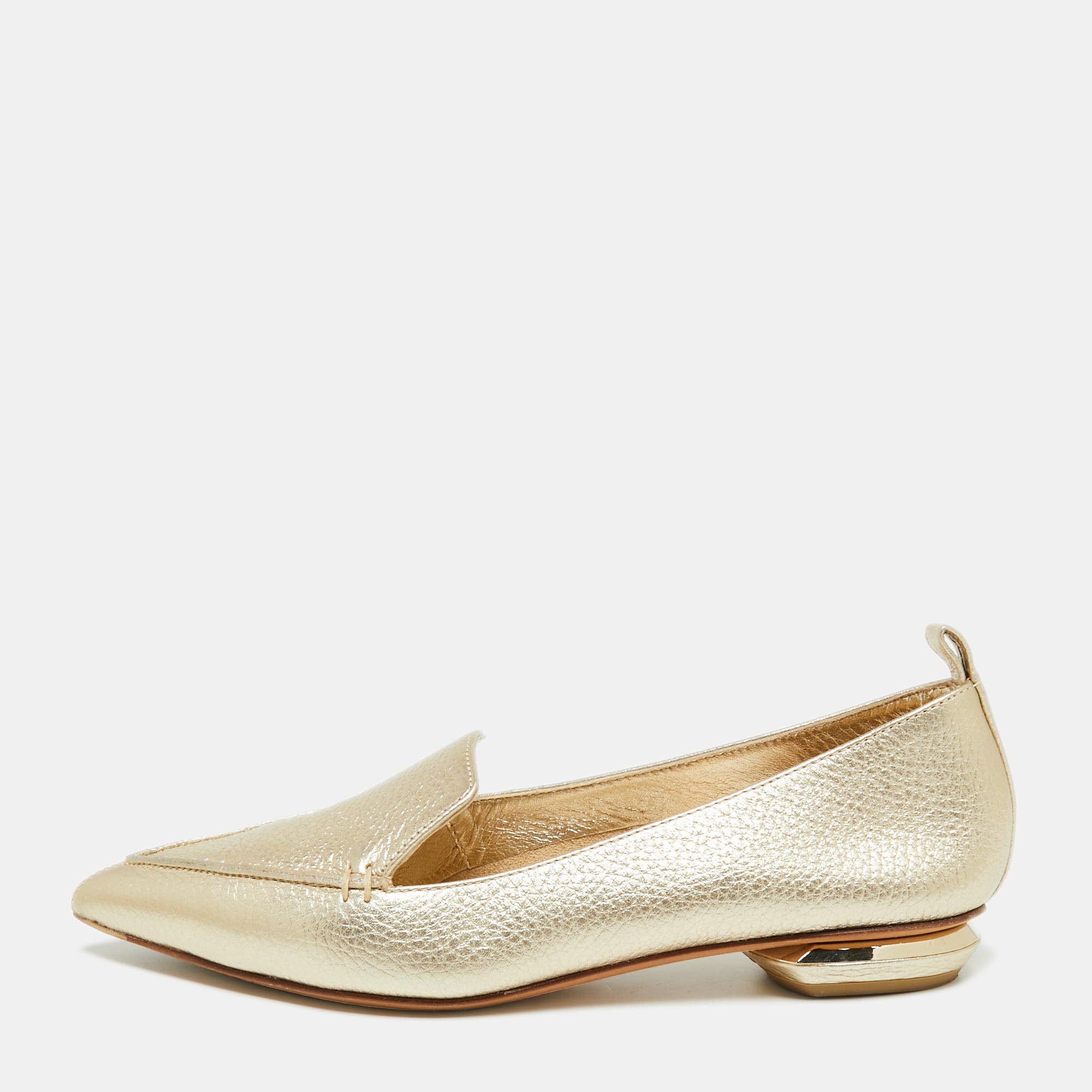 Nicholas Kirkwood Beya Loafers in Gold Leather Golden Metallic ref