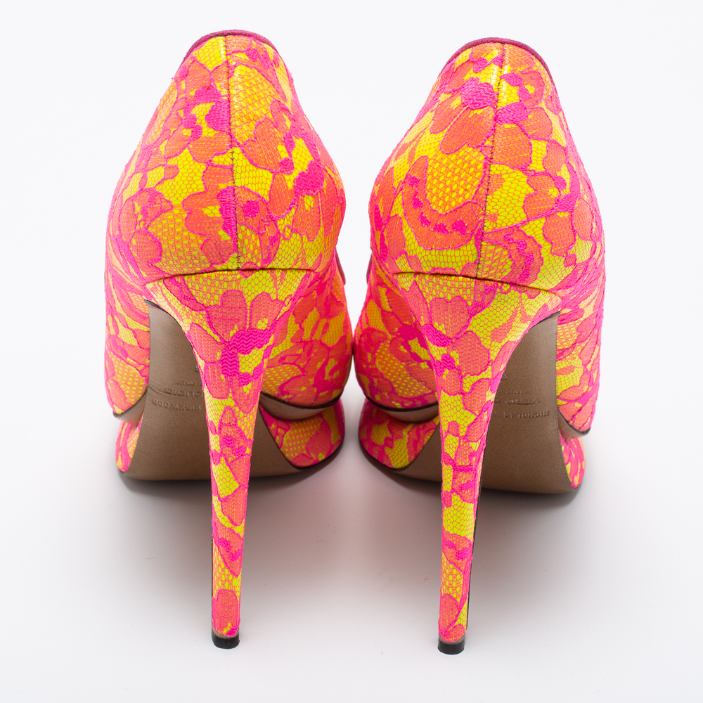 Nicholas Kirkwood Two Tone Satin and Lace Platform Pumps Size 38 
