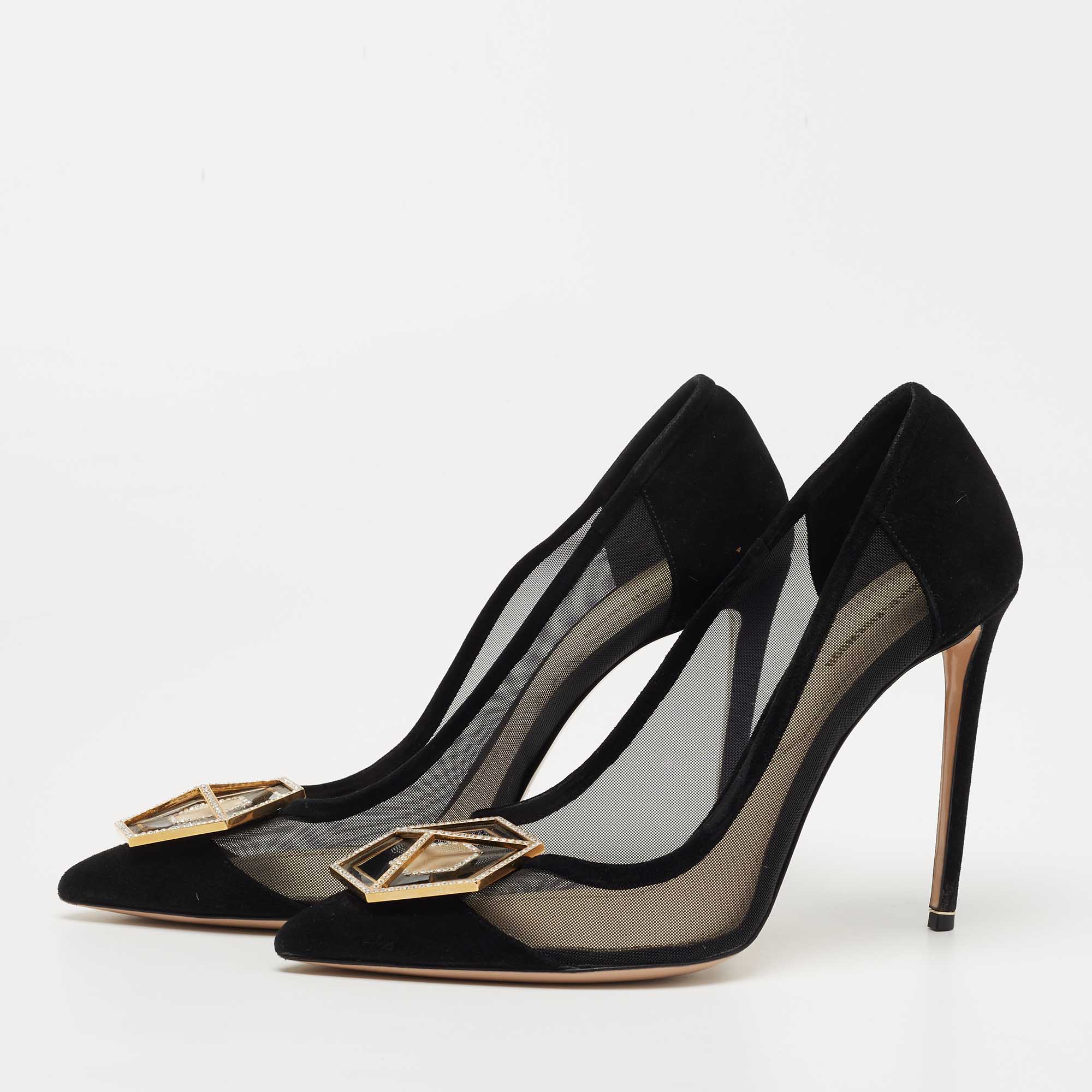 

Nicholas Kirkwood Black Suede and Mesh Eden Pumps Size