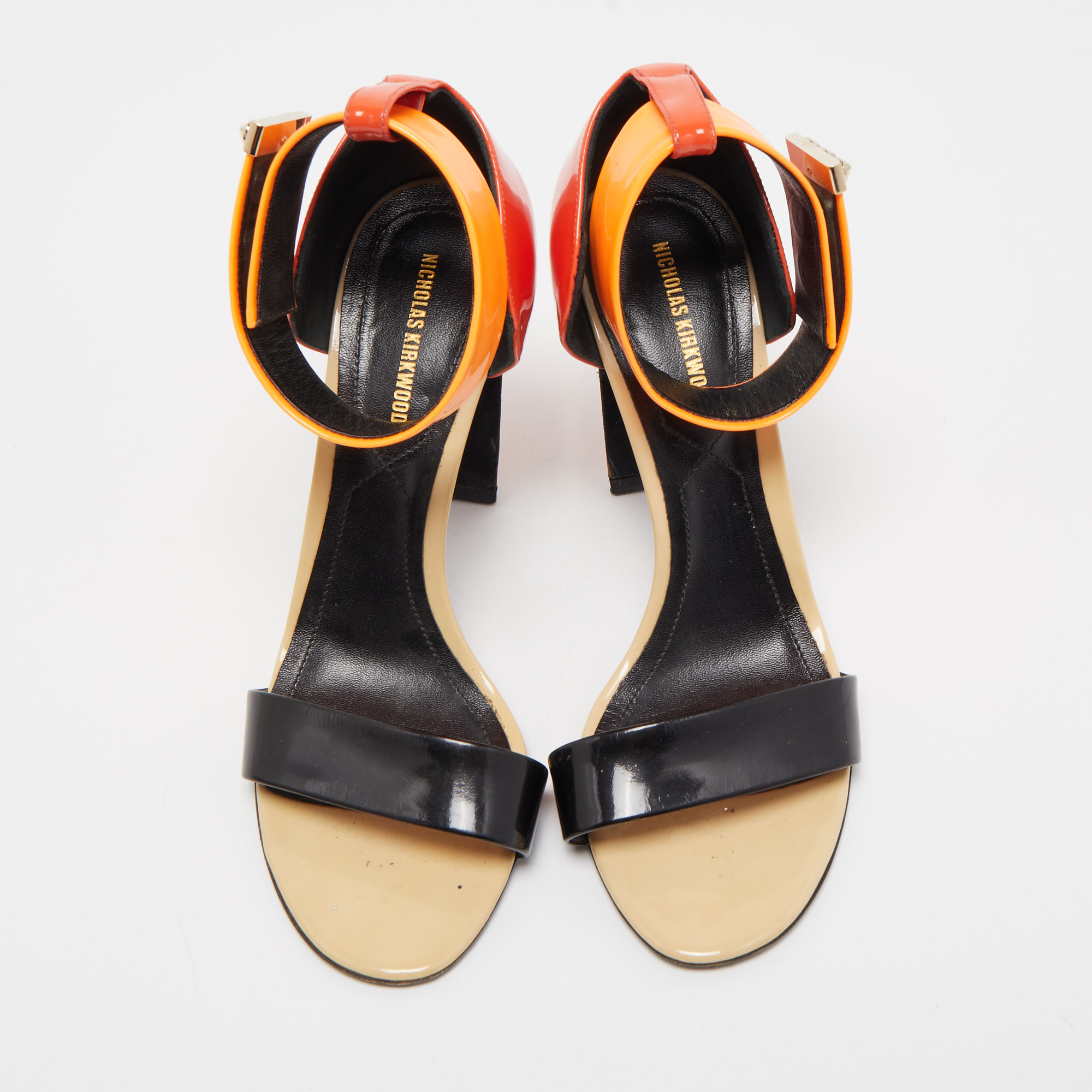 Nicholas Kirkwood Multicolor Patent Leather Lola Pearl Ankle-Strap Sandals Size 37.5 