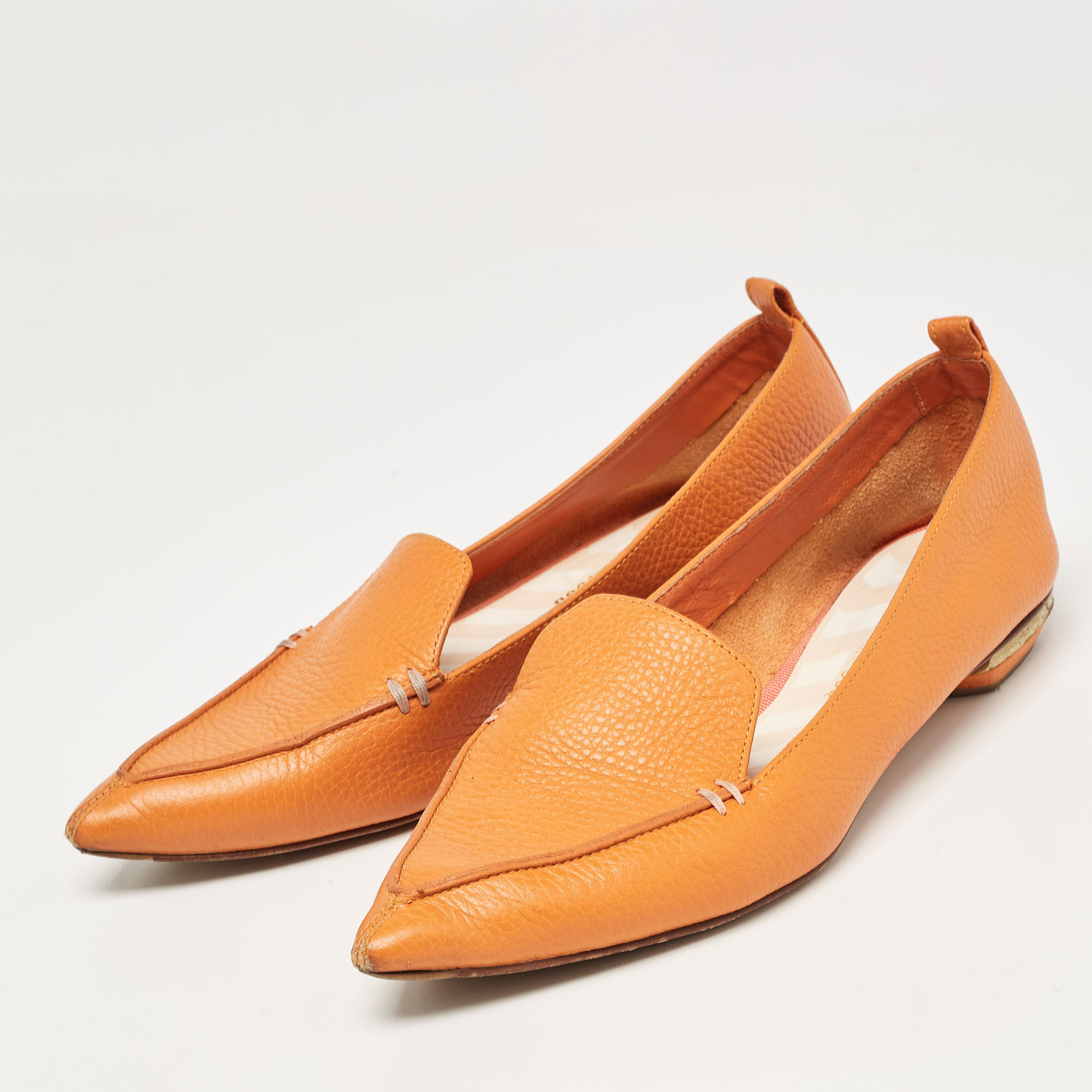 

Nicholas Kirkwood Orange Leather Beya Smoking Slippers Size