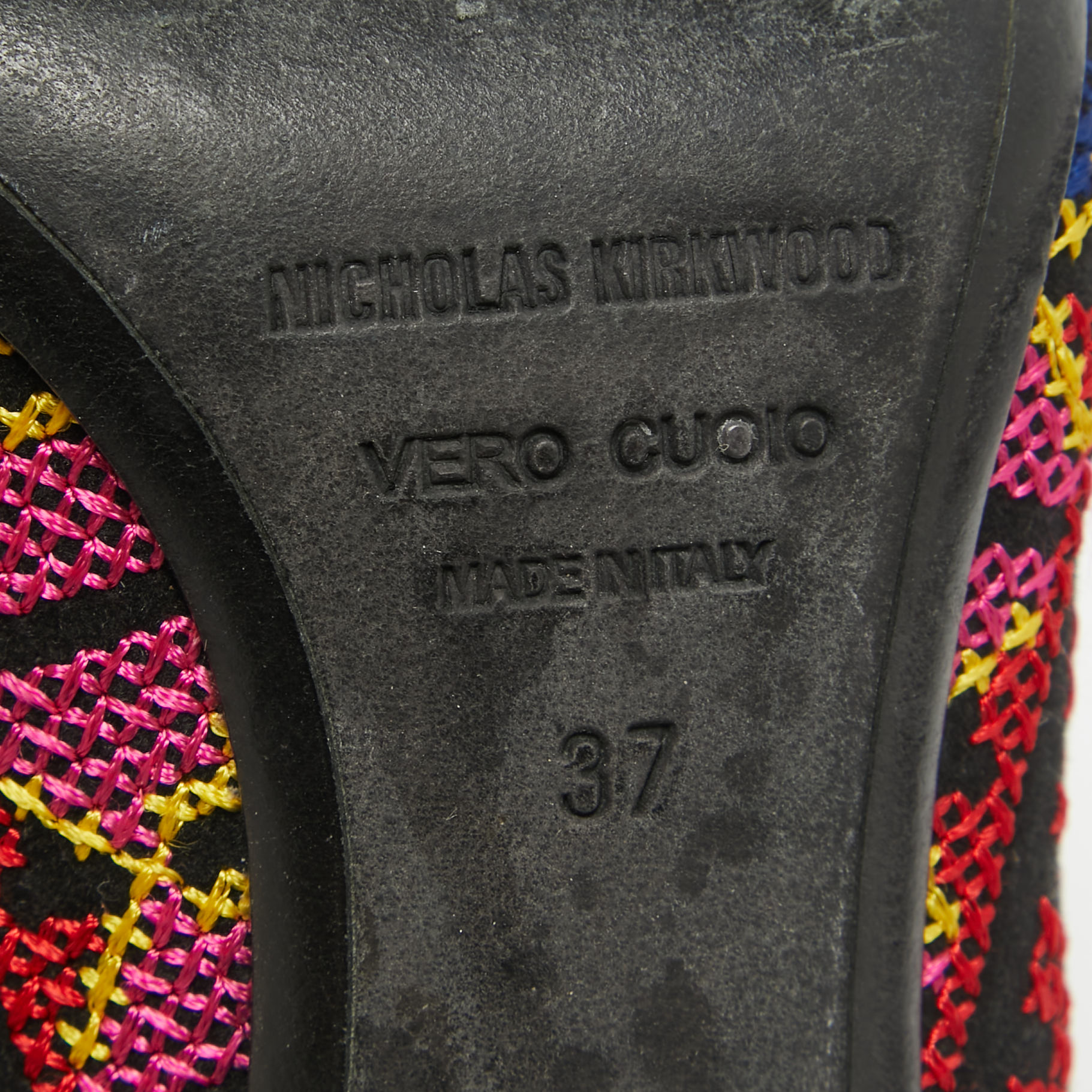 Nicholas Kirkwood Multicolor Mexican Embroidered Fabric Pointed Toe Pumps Size 37 