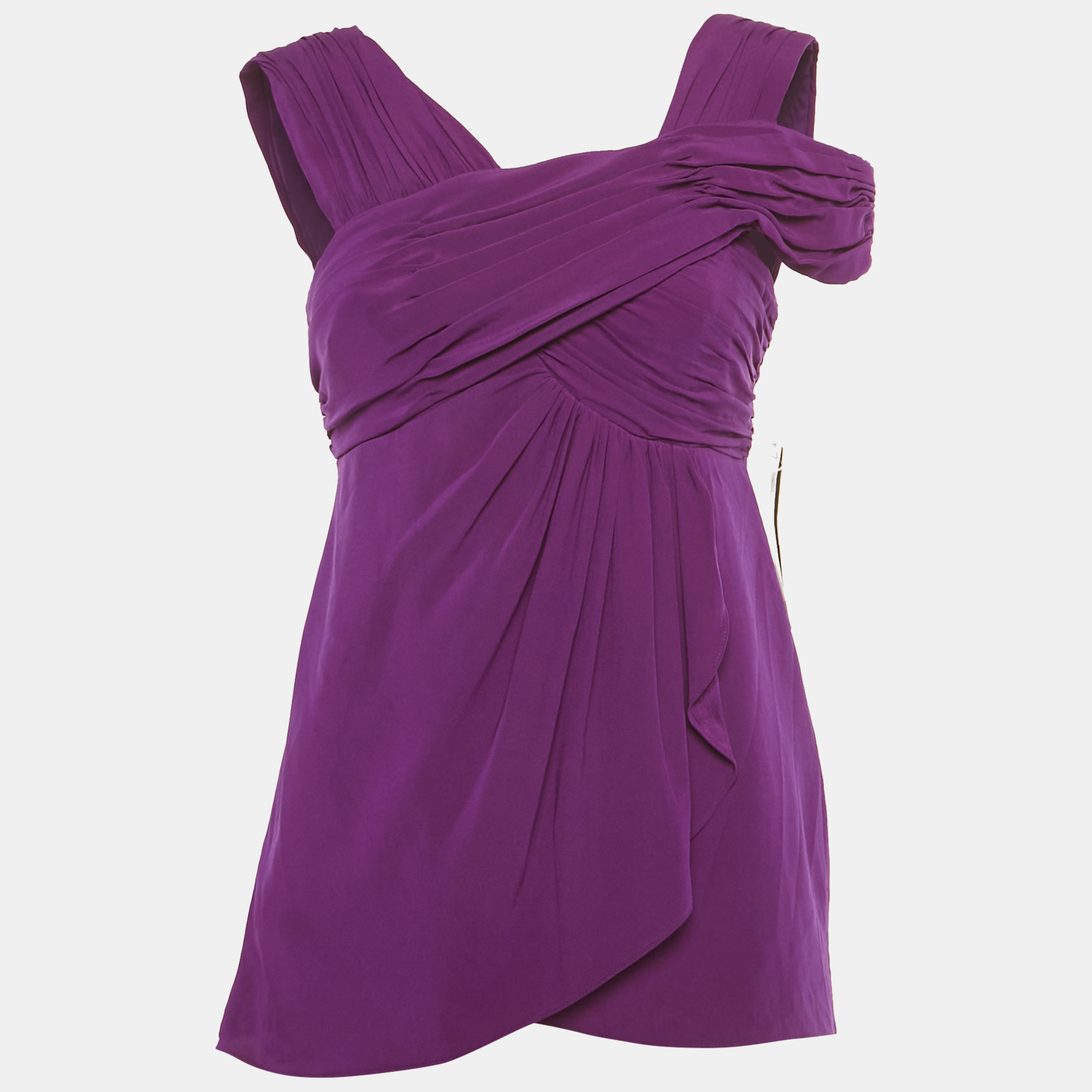 

Nicole Miller Purple Silk Pleated Sleeveless Top S