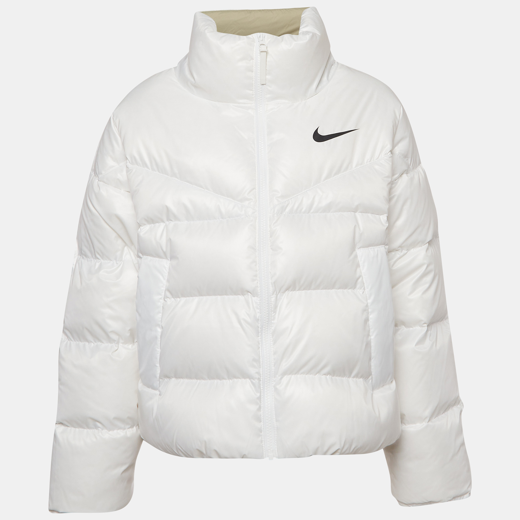 

Nike White Synthetic Down-Fill Puffer Jacket M