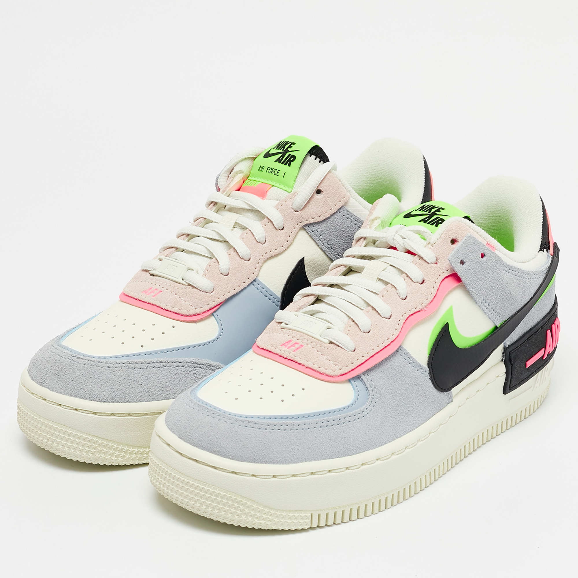 Nike Multicolor Leather and Suede Air Force 1 Low Shadow Sunset Pulse Sneakers Size 38.5 