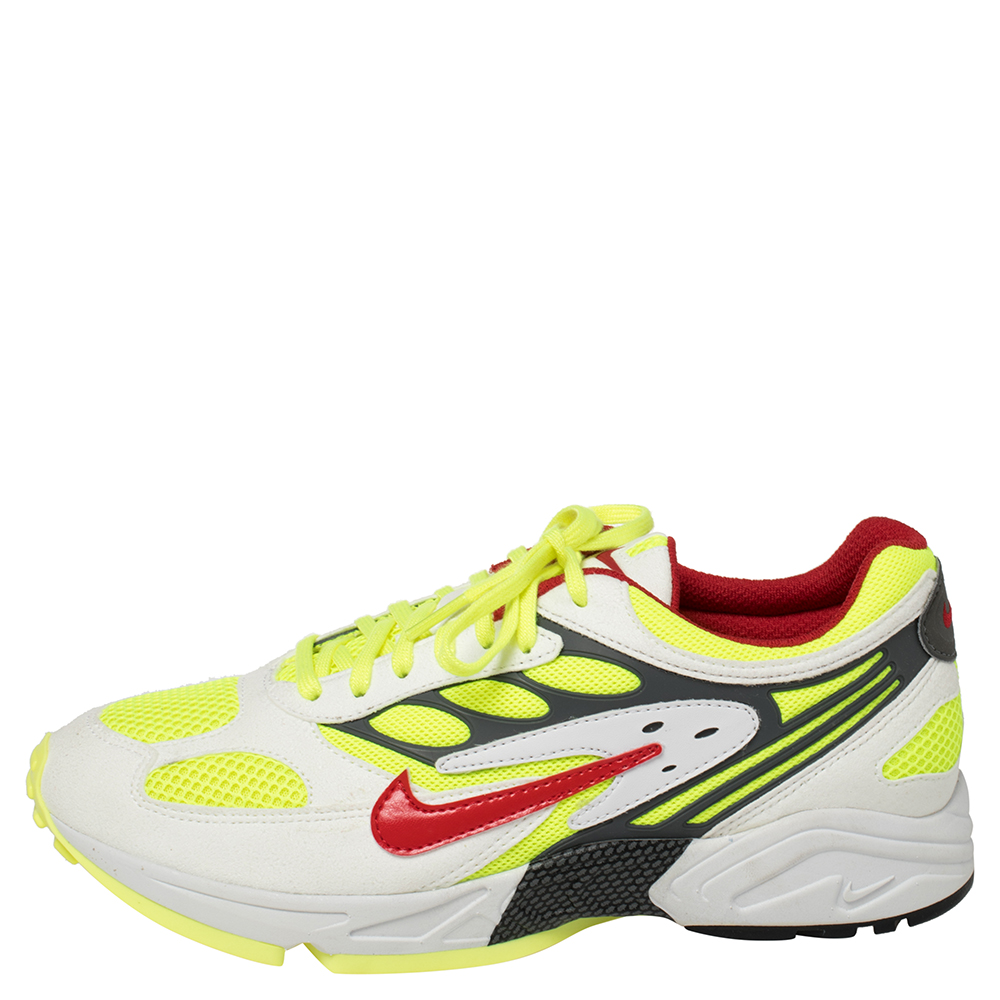

Nike Air White/Neon Green Leather And Mesh Ghost Racer Sneakers Size, Multicolor