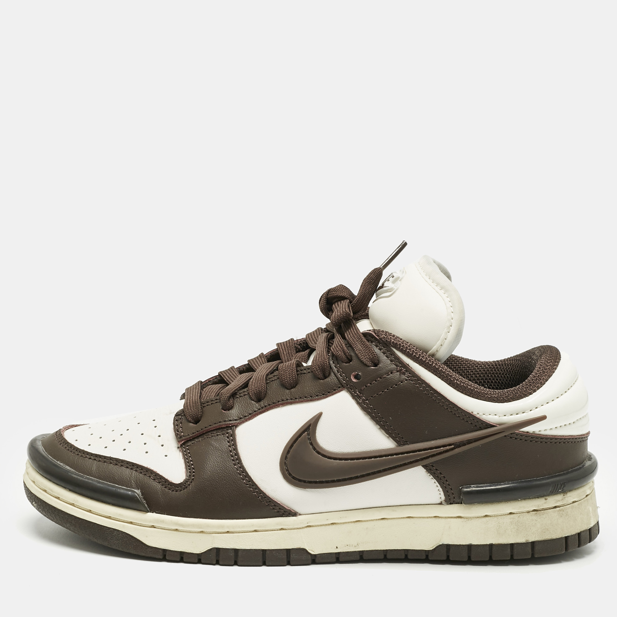 

Nike Brown/White Leather Low Twist 'Baroque Brow Sneakers Size