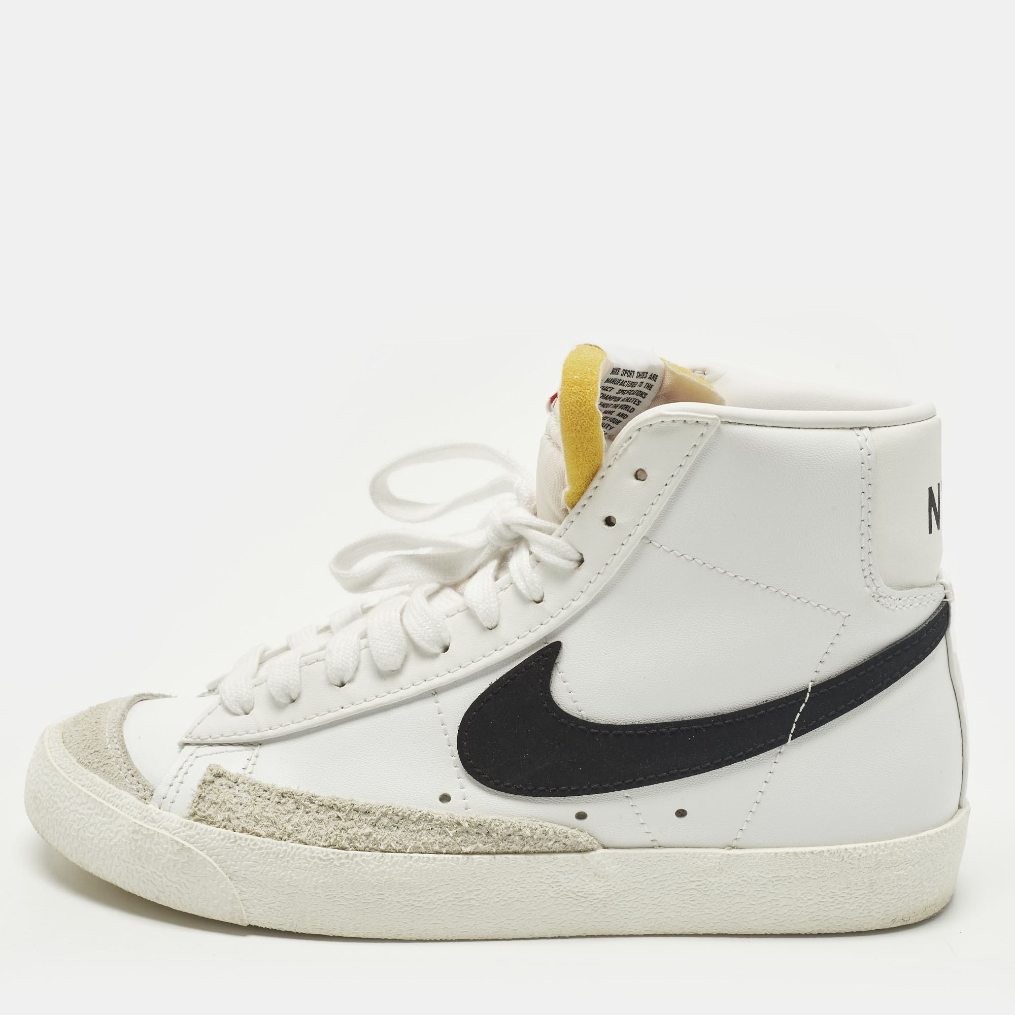 Pre-owned Nike Blazer Mid Sacai Size 38 White Leather And Suede High Top Sneakers