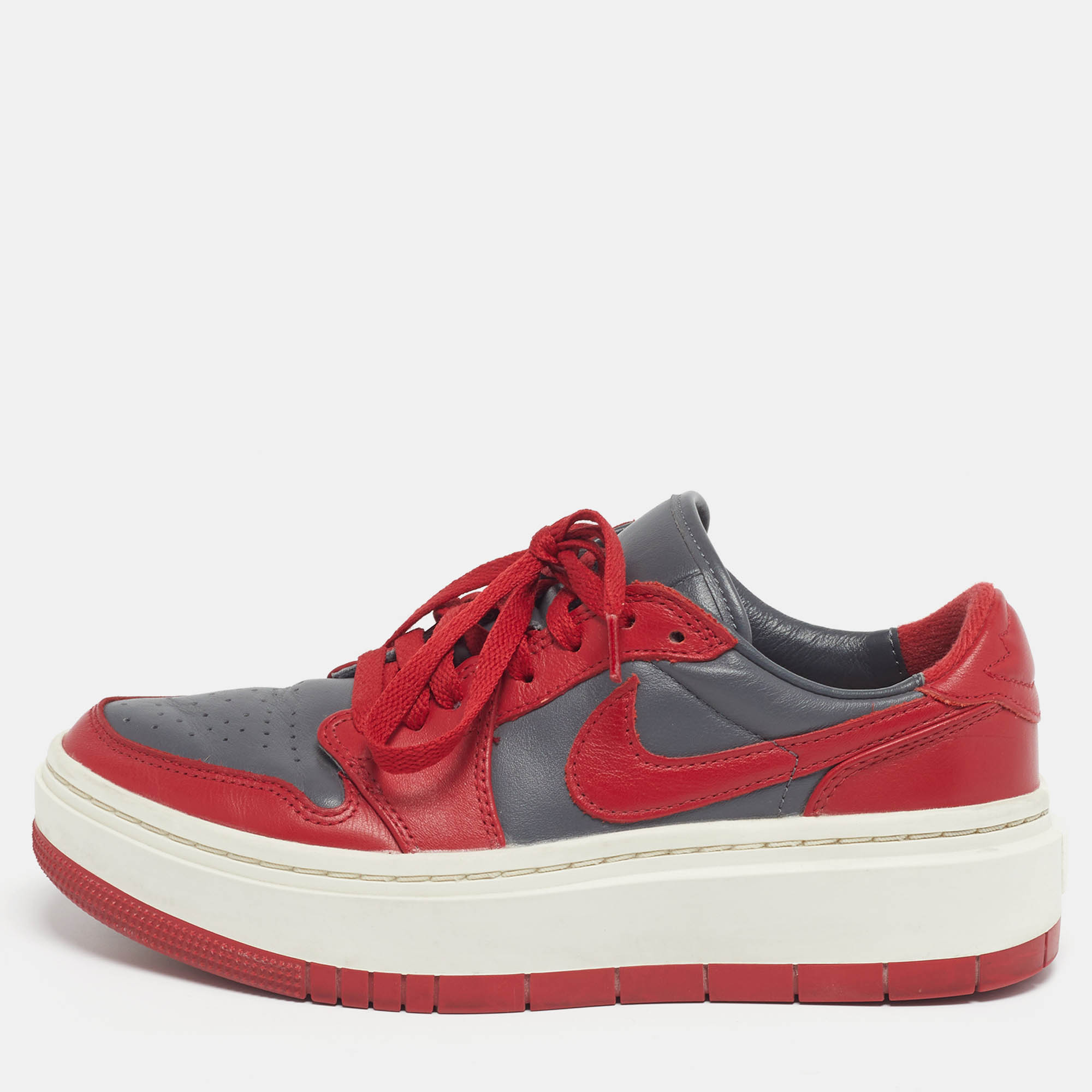 

Nike Air Jordan 1 Low Size  Grey Leather Elevate "UNLV" Low Top Sneakers
