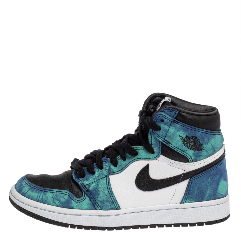 

Nike Jordan Multicolor Leather Air Jordan 1 Retro Tie-Dye High Top Sneakers Size