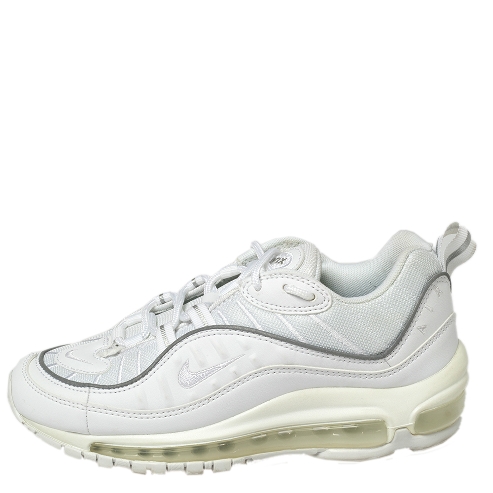 

Nike White Leather and Fabric Air Max 98 Sneakers Size