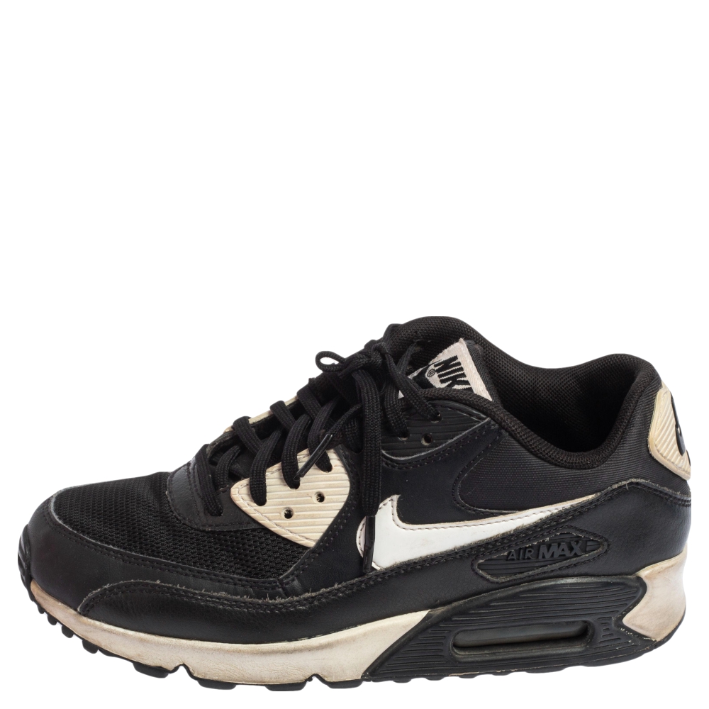 

Nike Black Leather and Mesh Air Max 90 Sneakers Size