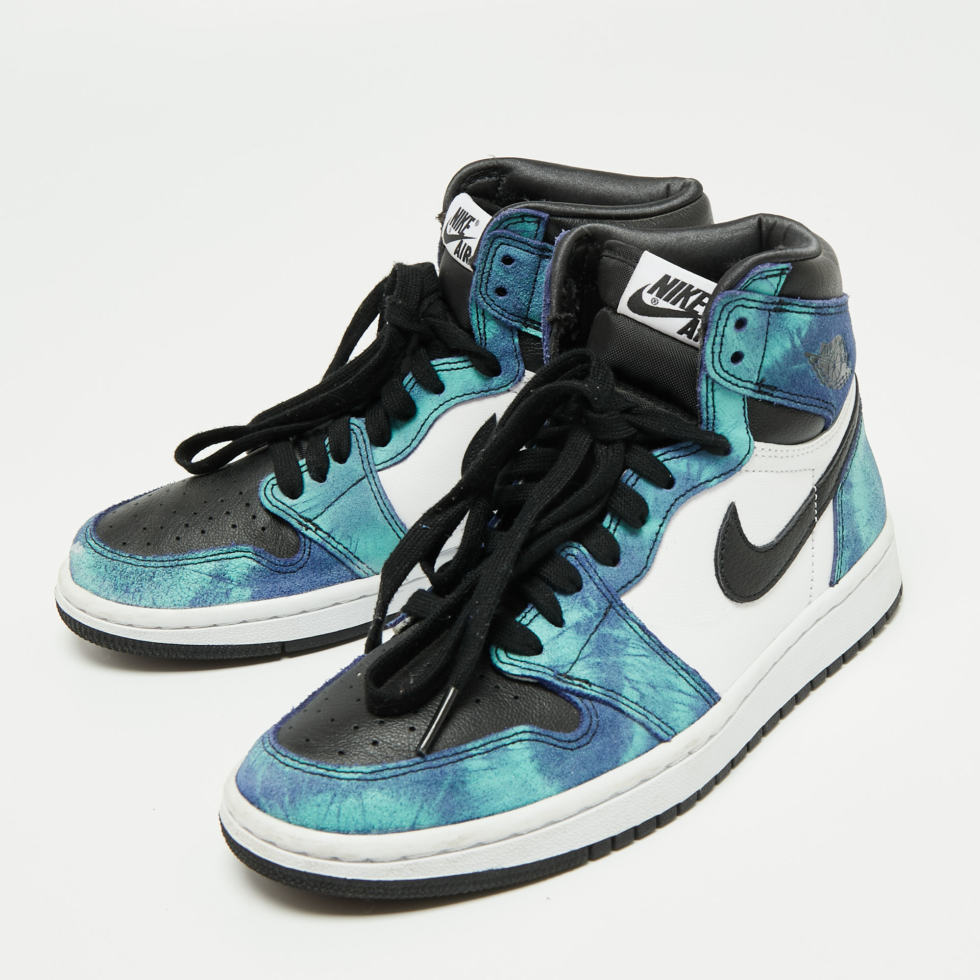 

Nike Jordan Multicolor Leather And Fabric Air Jordan 1 Retro Tie-Dye High Top Sneakers Size