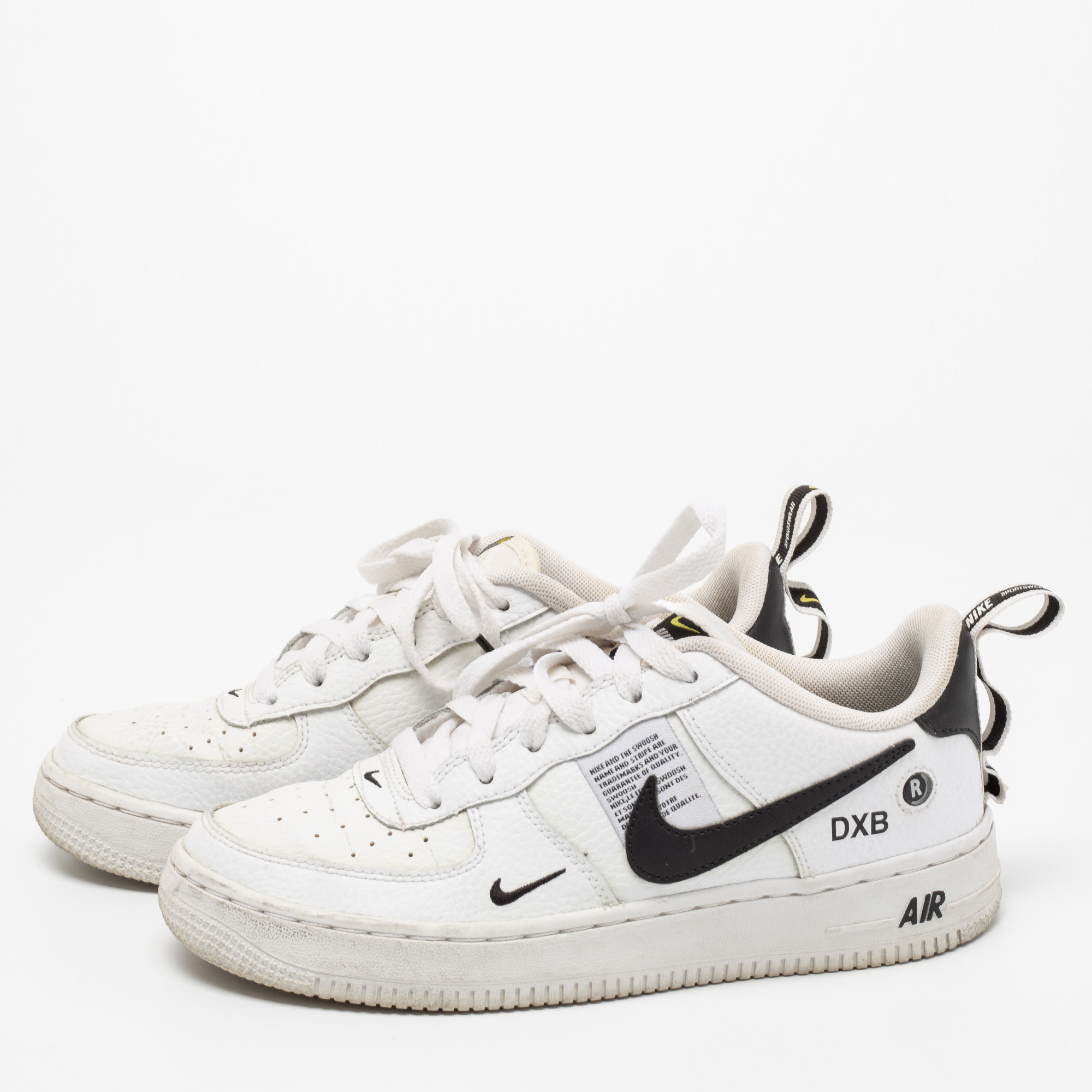

Nike White/Black Leather Nike Air Force 1 Utility Low Top Sneakers Size