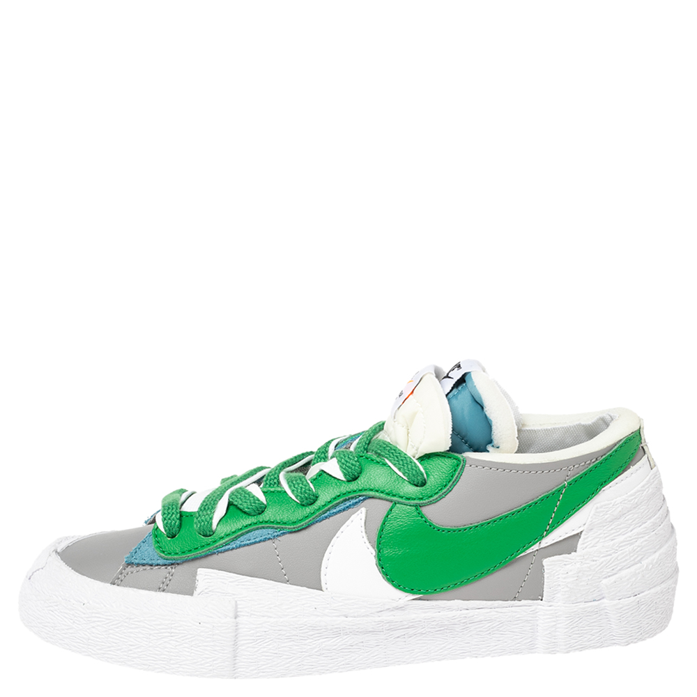 

Nike X - Sacai - Blazer Grey/Green Leather Low Top Sneakers Size