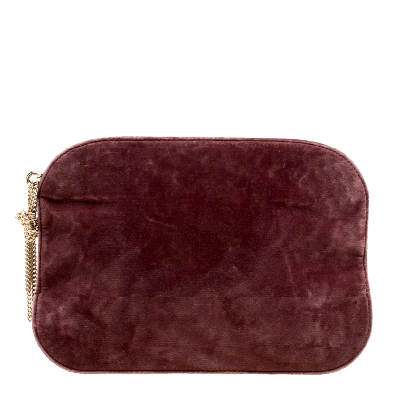 Pre Owned Nina Ricci Burgundy Velvet Elide Clutch