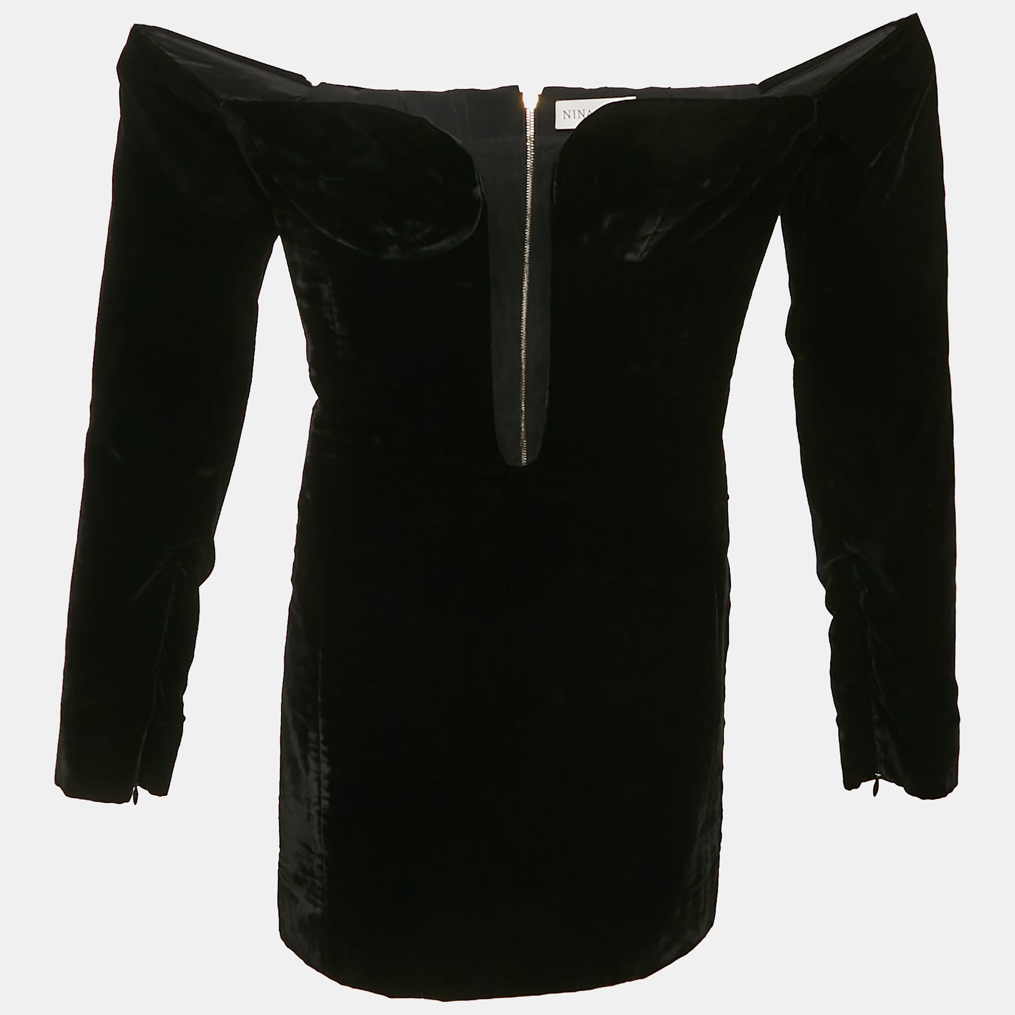 

Nina Ricci Velvet Tulle Trim Velvet Mini Dress XXS, Black