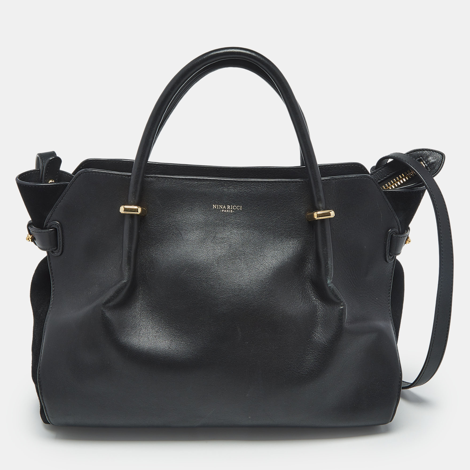

Nina Ricci Black Leather and Suede  Marche Tote