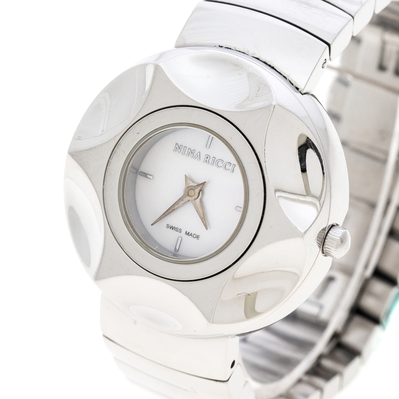 

Nina Ricci White Mother of Pearl Stainless Steel N024.12 Women's Wristwatch, Silver
