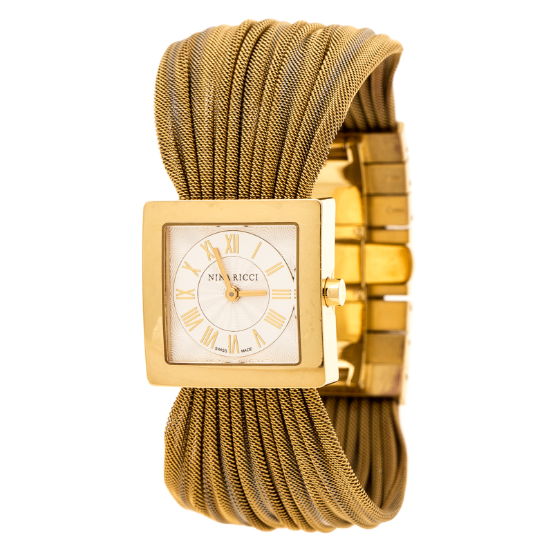 Nina Ricci Silver Gold Plated Stainless Women's N019.42 Women’s Wristwatch 24 mm